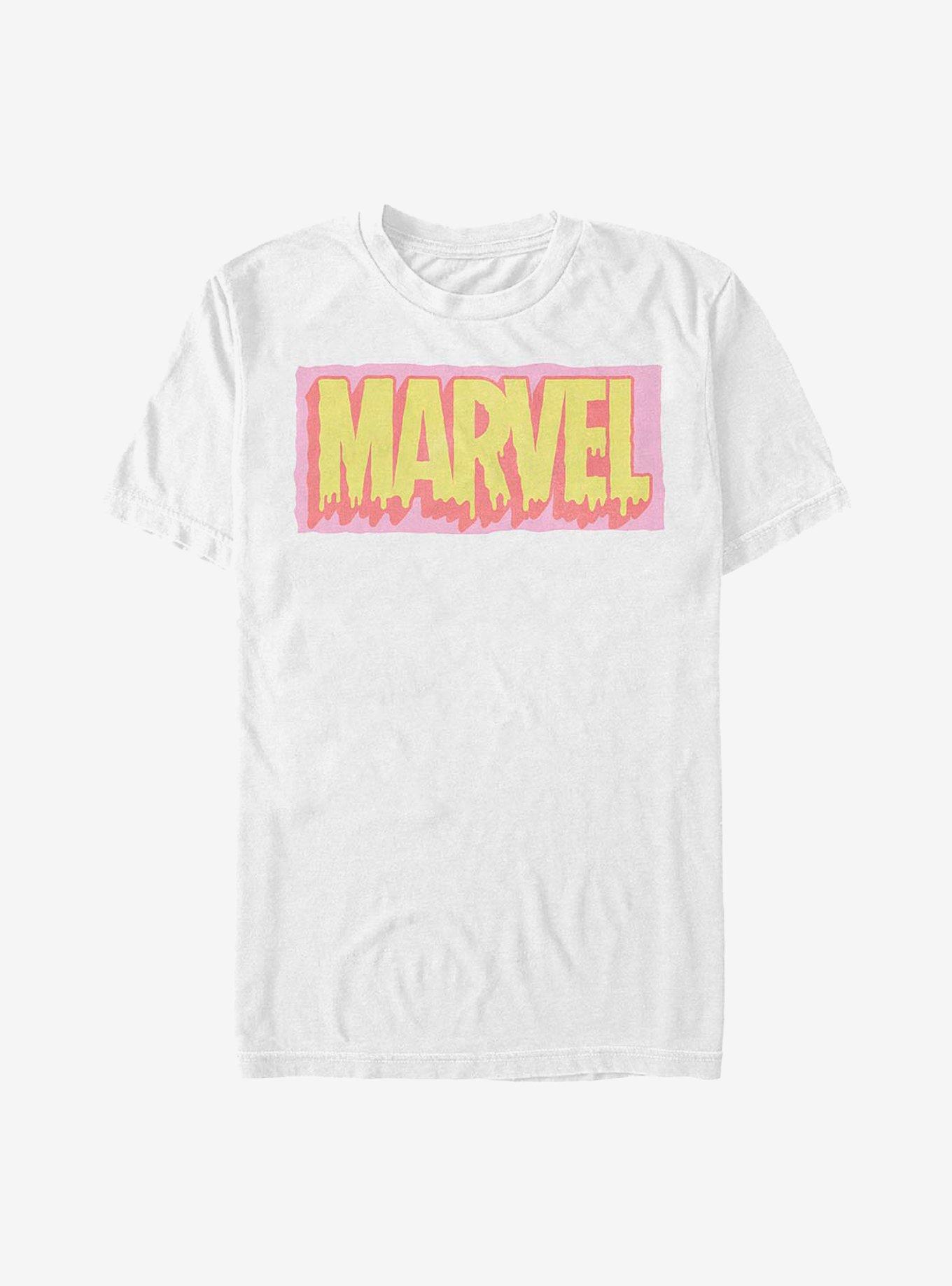 Marvel Logo Drip T-Shirt, WHITE, hi-res