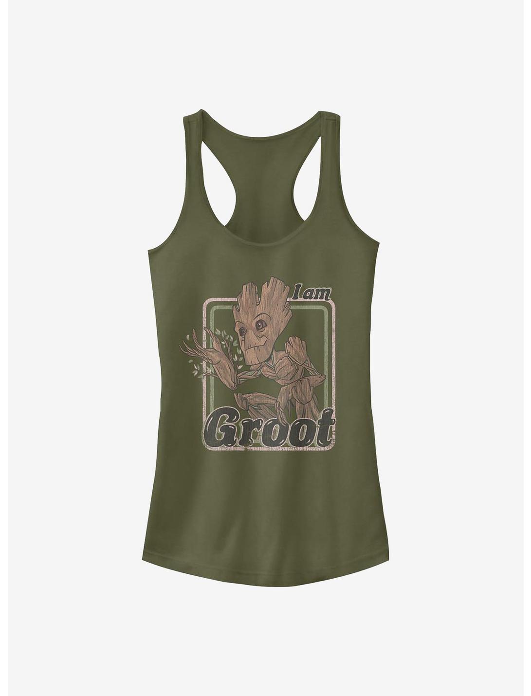 Marvel Guardians Of The Galaxy Thrifted Groot Girls Tank, MIL GRN, hi-res