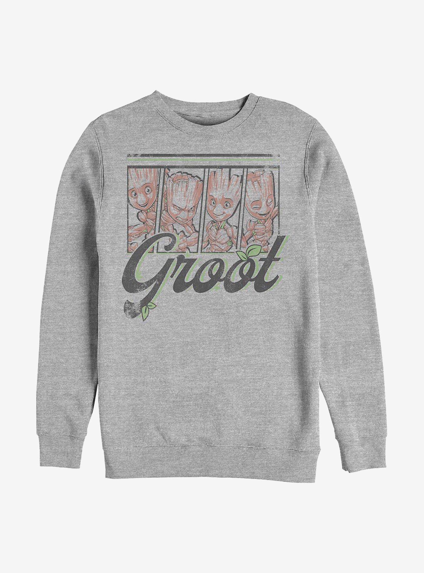 Marvel Guardians Of The Galaxy Four Panel Groot Sweatshirt, ATH HTR, hi-res