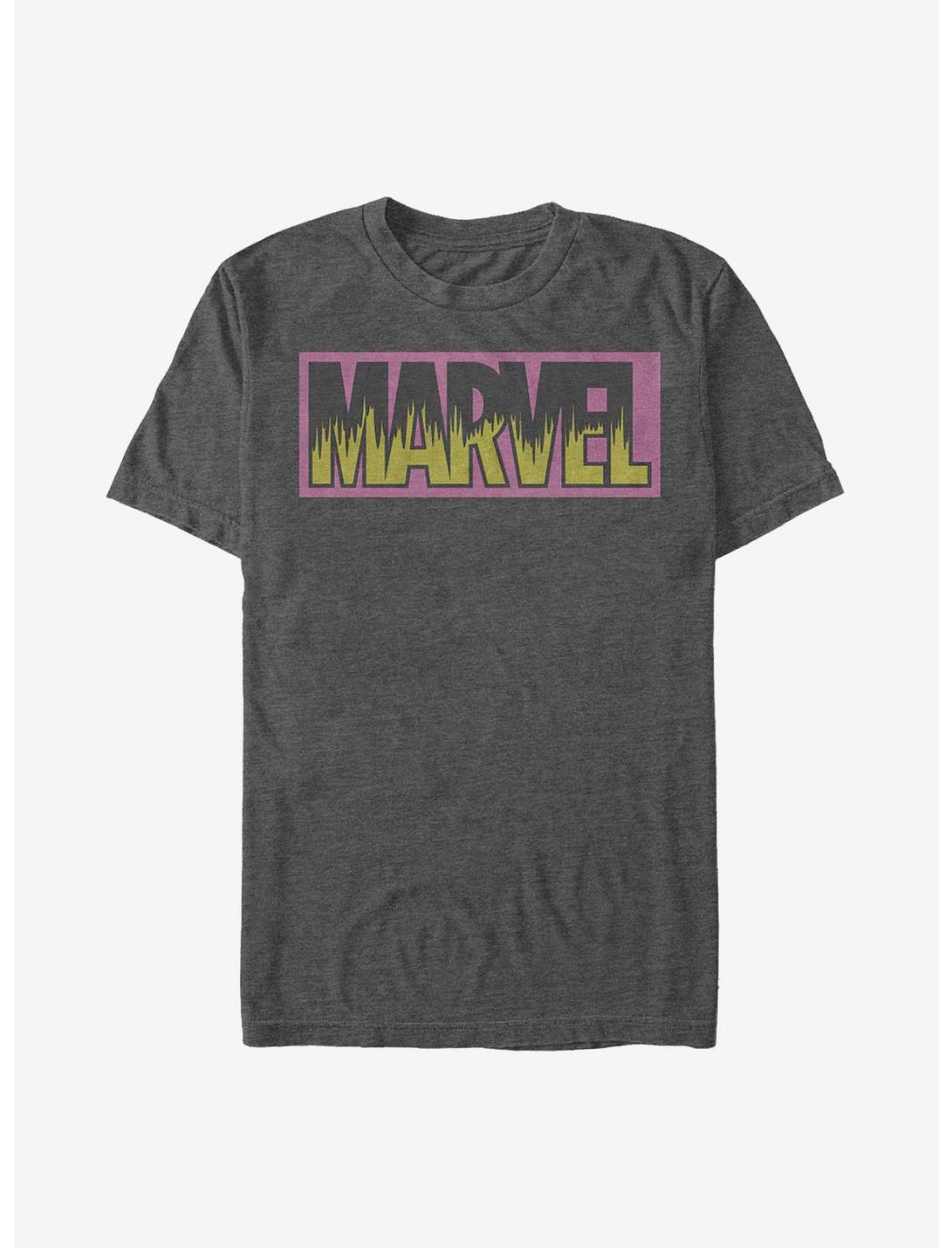 Marvel Neon Logo T-Shirt, CHAR HTR, hi-res