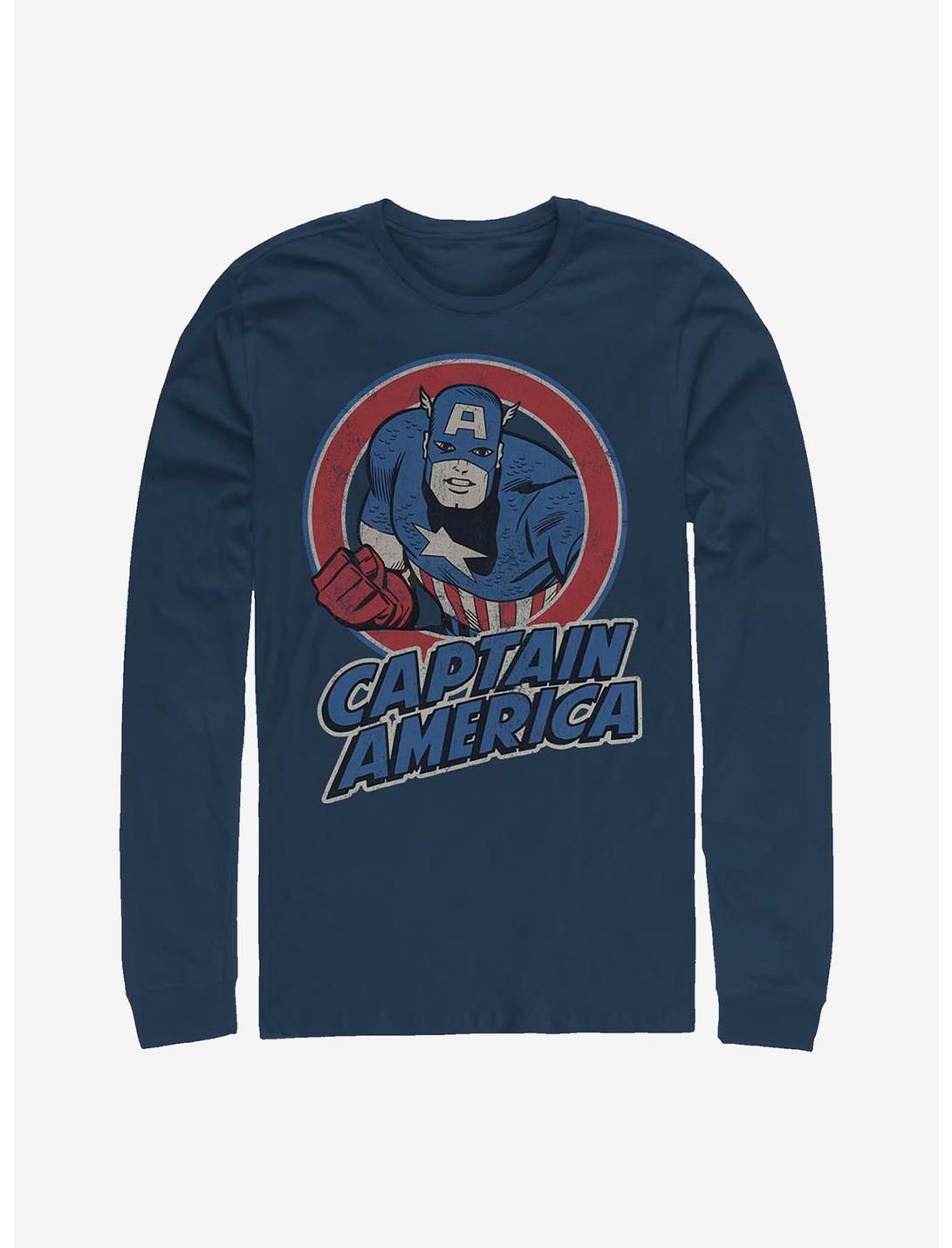 Marvel Captain America Captain America Thrifted Long-Sleeve T-Shirt, NAVY, hi-res