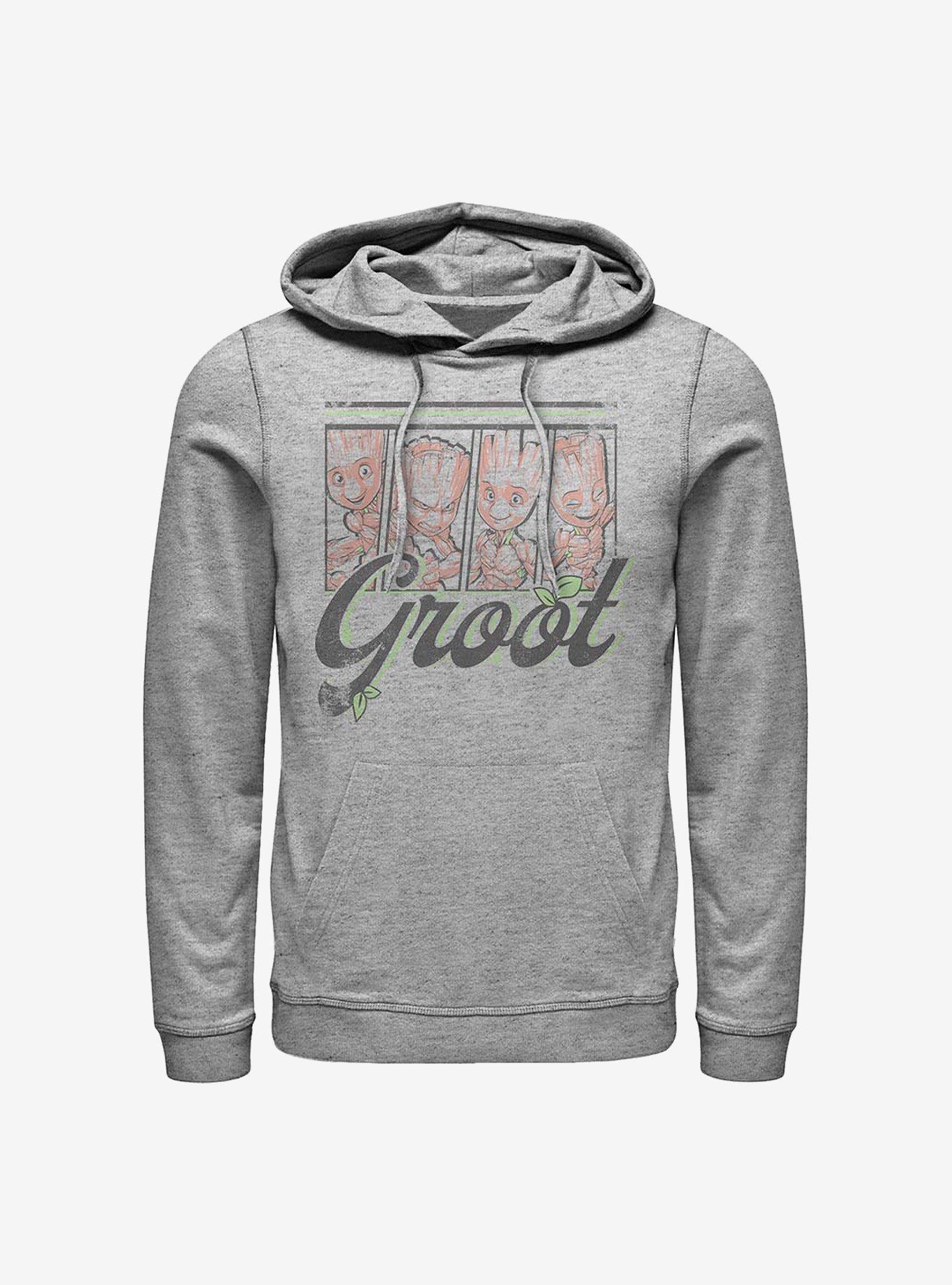 Marvel Guardians Of The Galaxy Four Panel Groot Hoodie, ATH HTR, hi-res