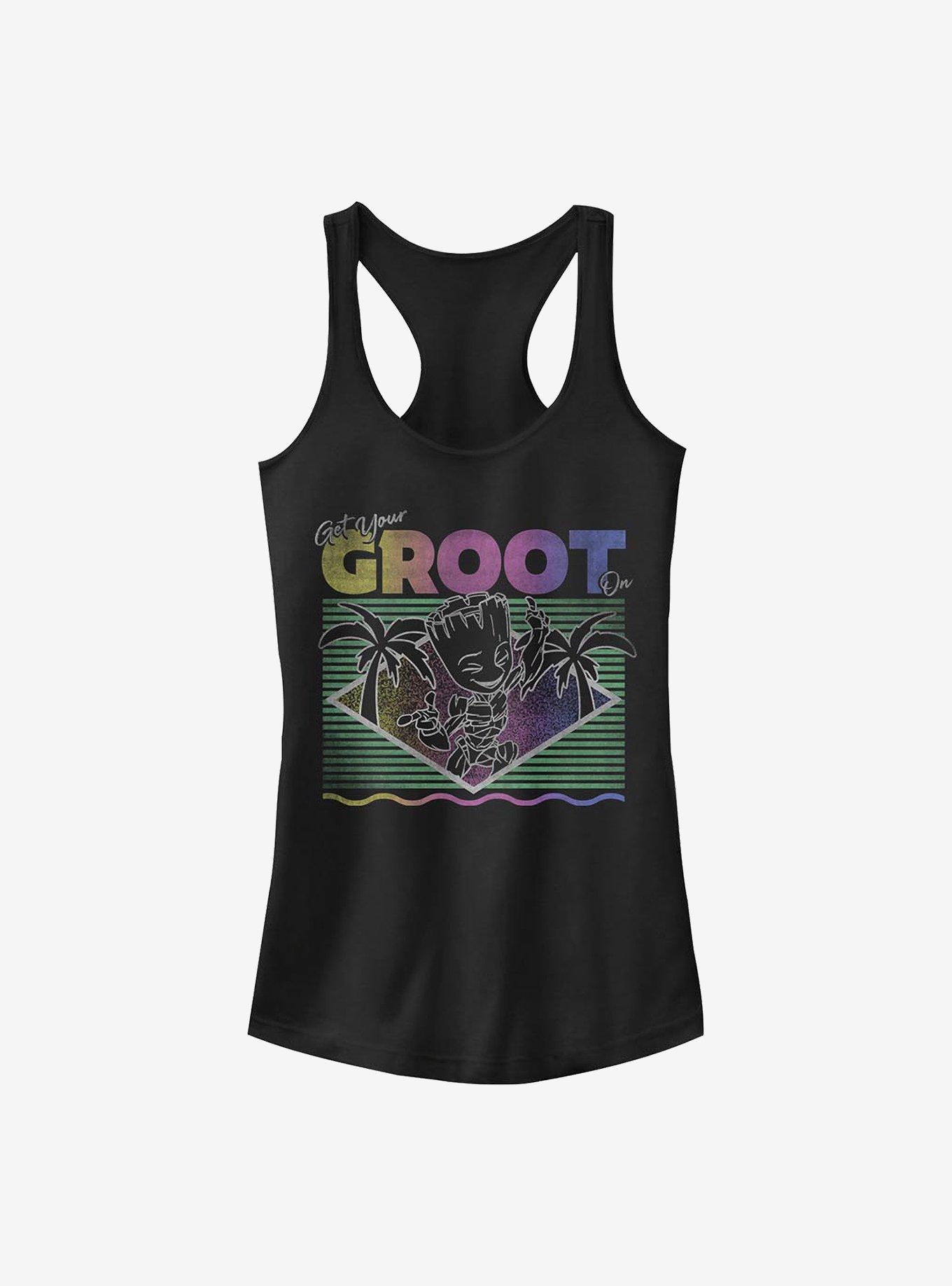 Marvel Guardians Of The Galaxy Vacay Groot Girls Tank, BLACK, hi-res