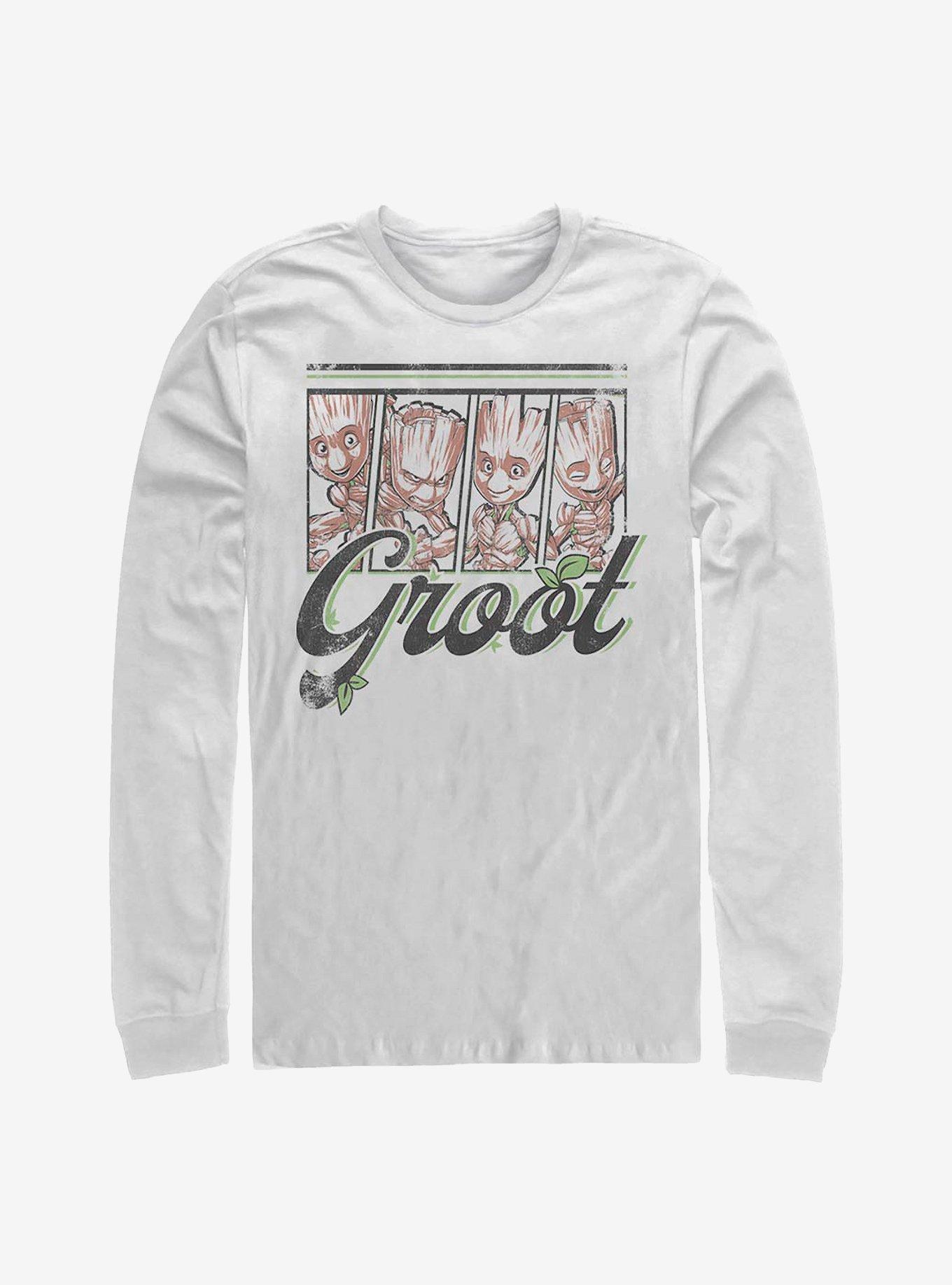 Marvel Guardians Of The Galaxy Four Panel Groot Long-Sleeve T-Shirt, WHITE, hi-res