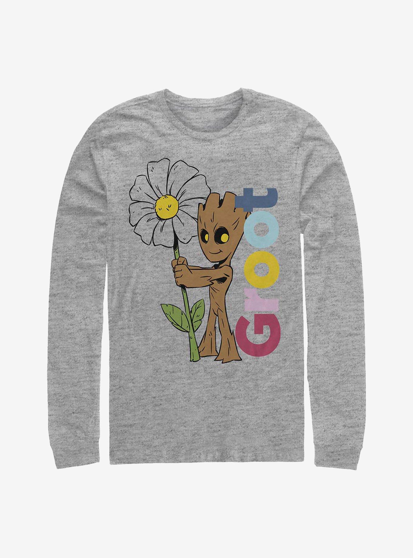 Marvel Guardians Of The Galaxy Groot Daisy Long-Sleeve T-Shirt, ATH HTR, hi-res