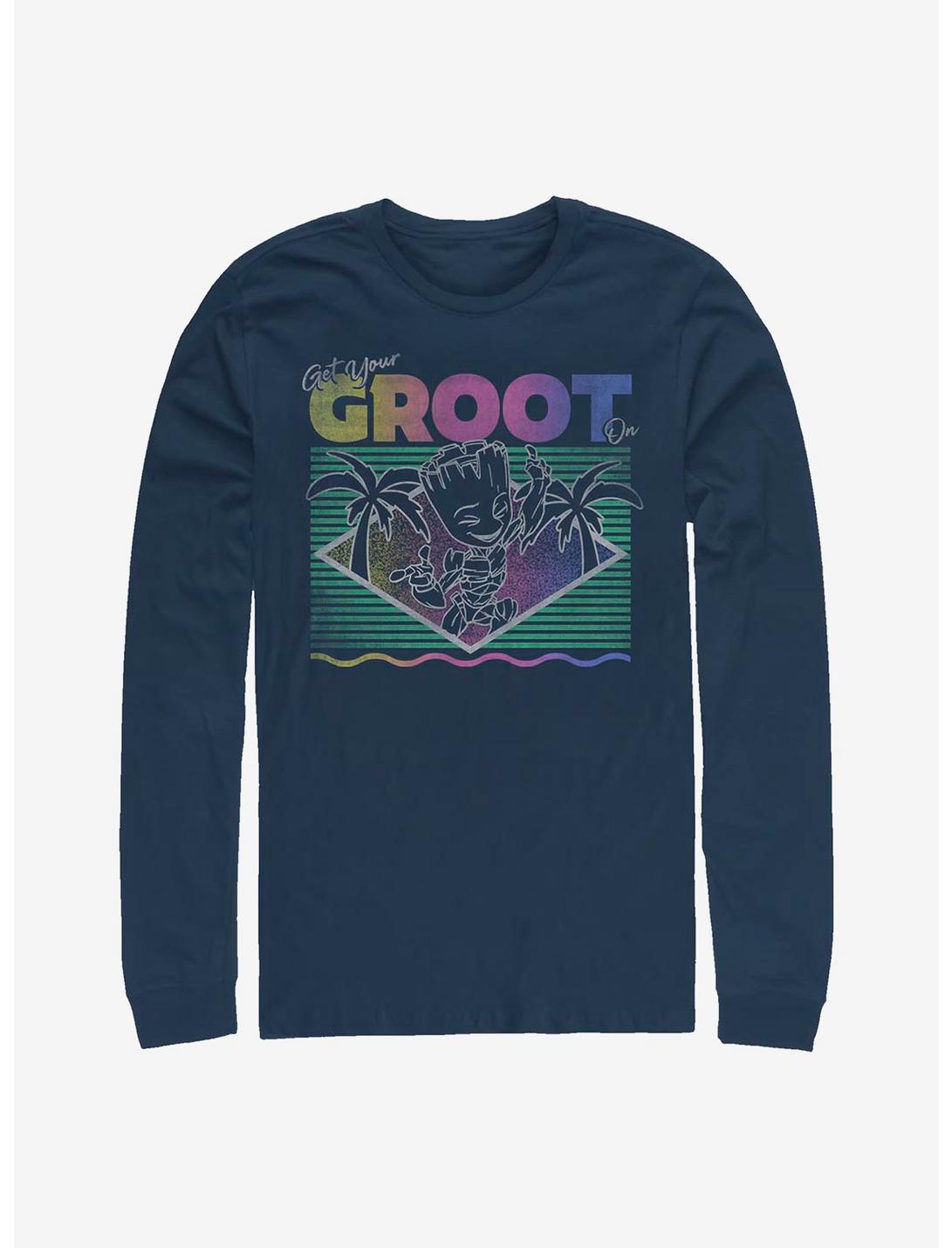 Marvel Guardians Of The Galaxy Vacay Groot Long-Sleeve T-Shirt, NAVY, hi-res