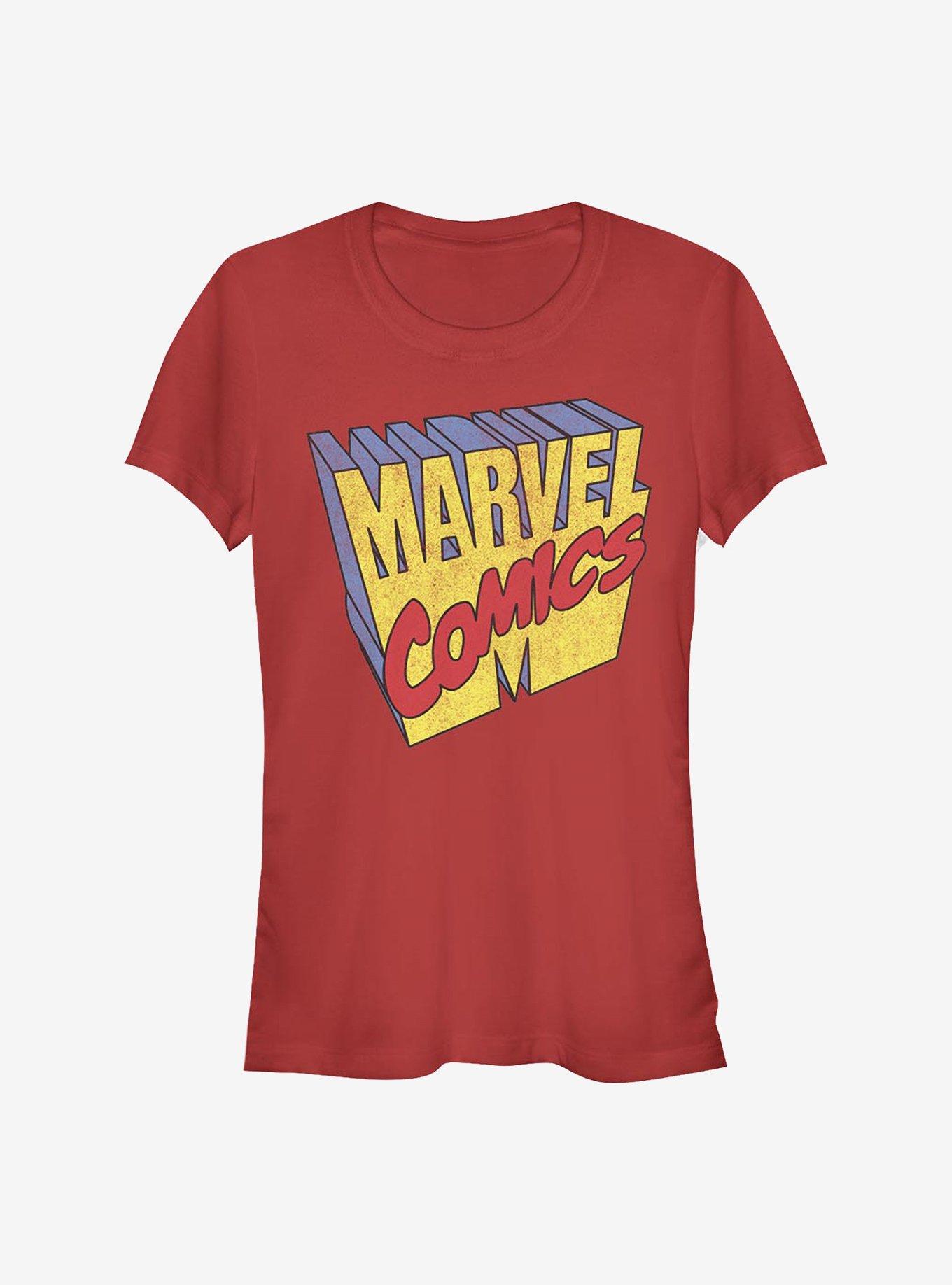 Marvel Comics 3D Logo Girls T-Shirt, RED, hi-res