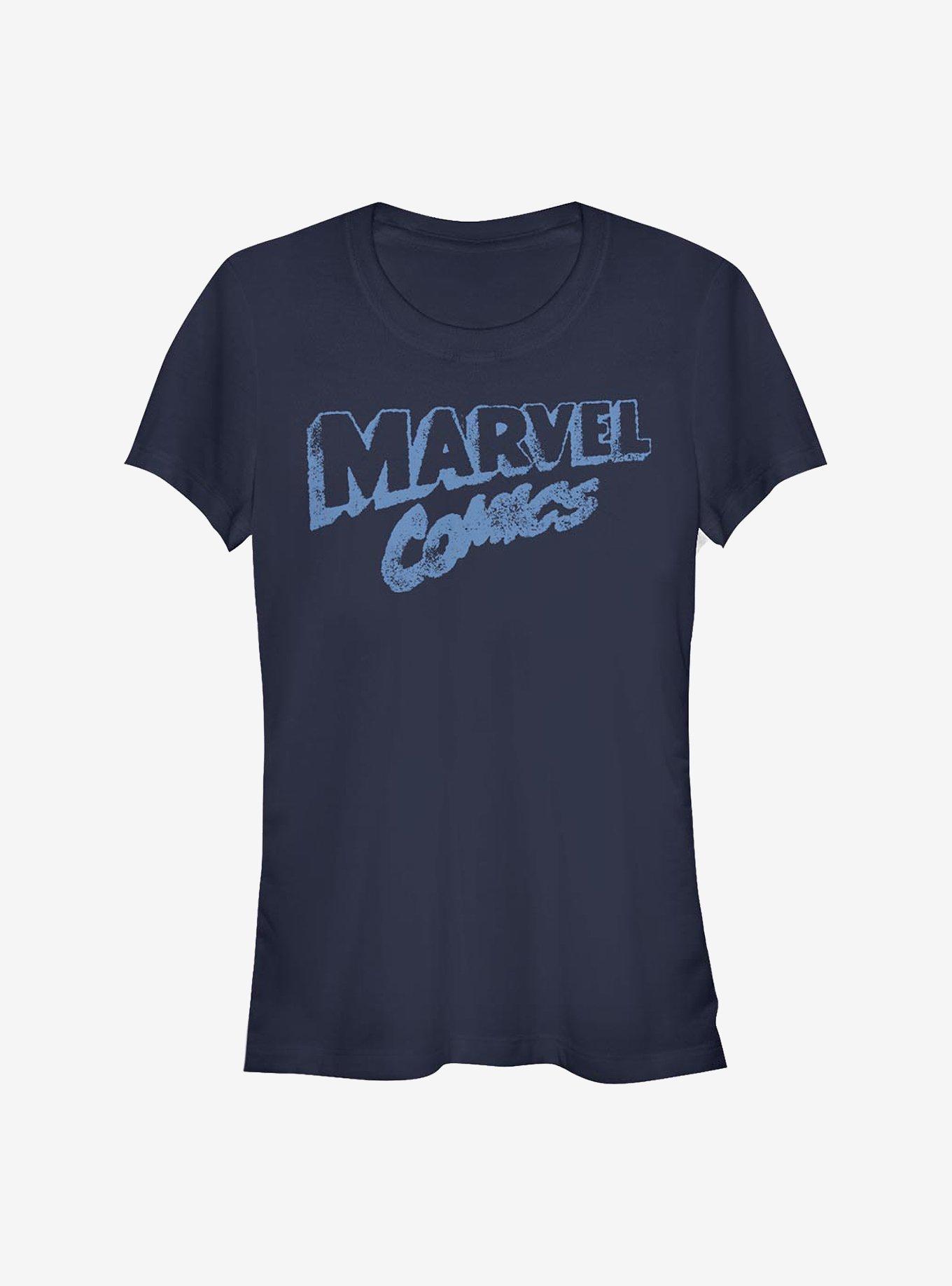 Marvel Retro Comics Logo Girls T-Shirt, NAVY, hi-res