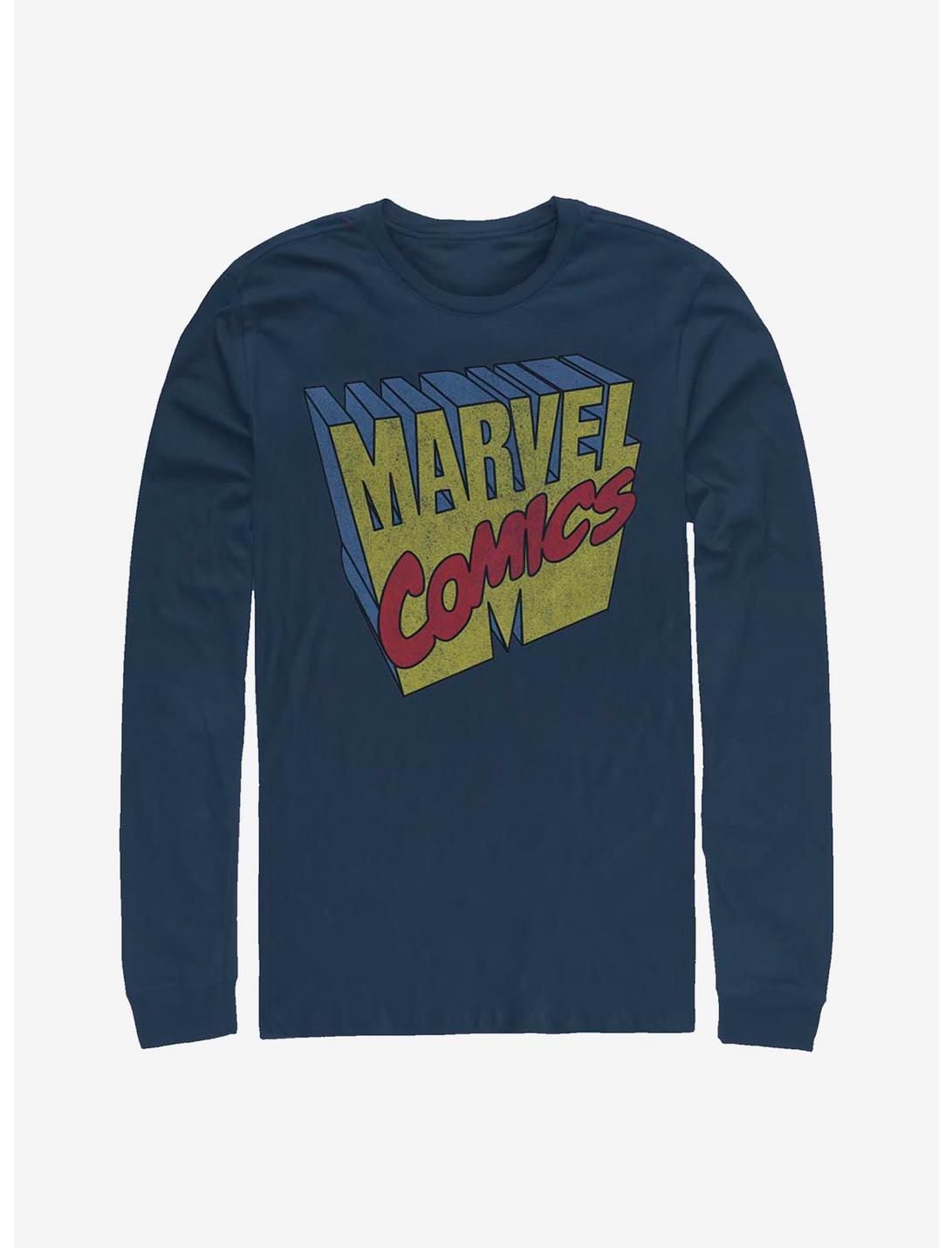 Marvel Comics 3D Logo Long-Sleeve T-Shirt, NAVY, hi-res