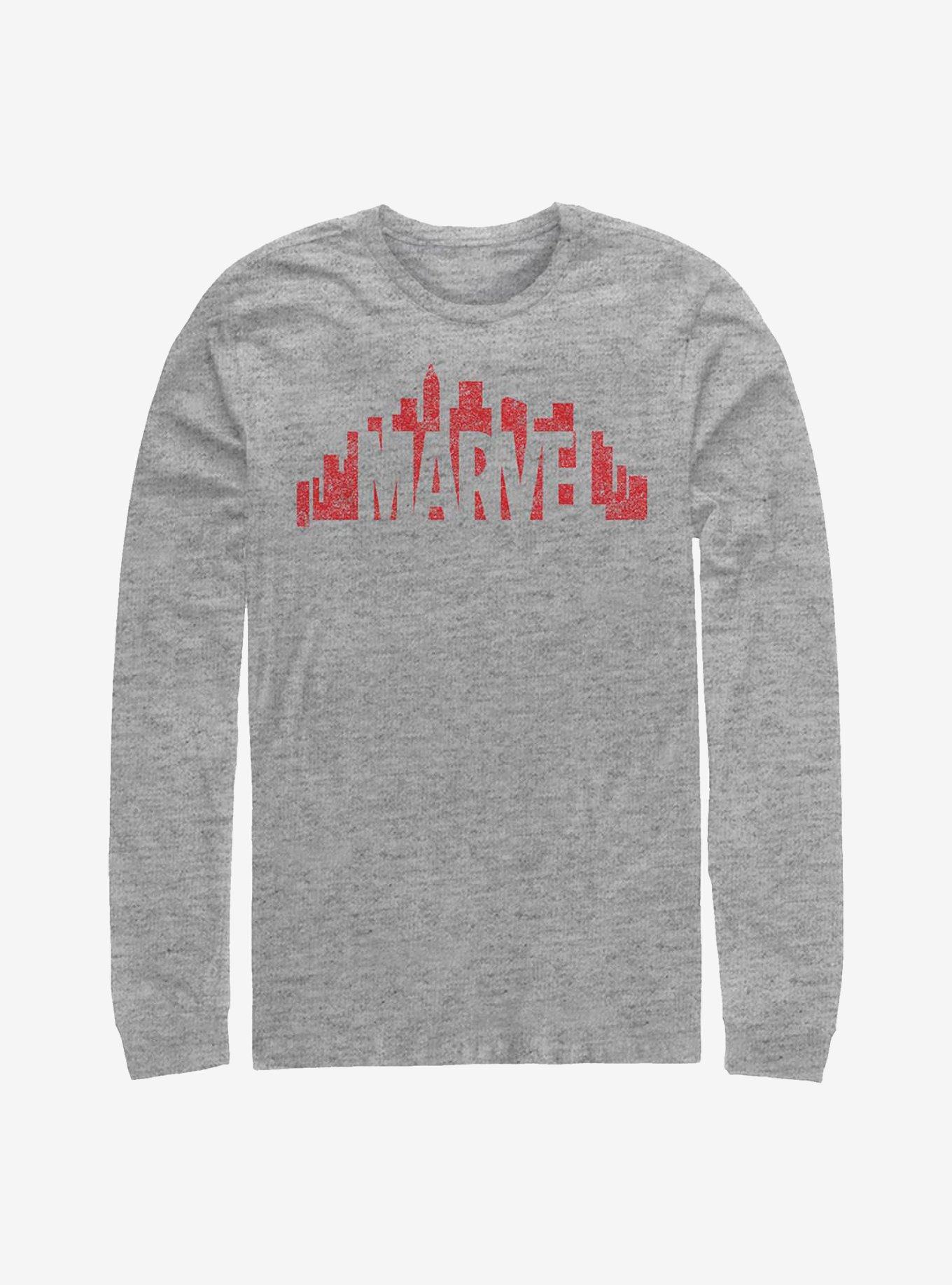 Marvel Skyline Logo Long-Sleeve T-Shirt, ATH HTR, hi-res