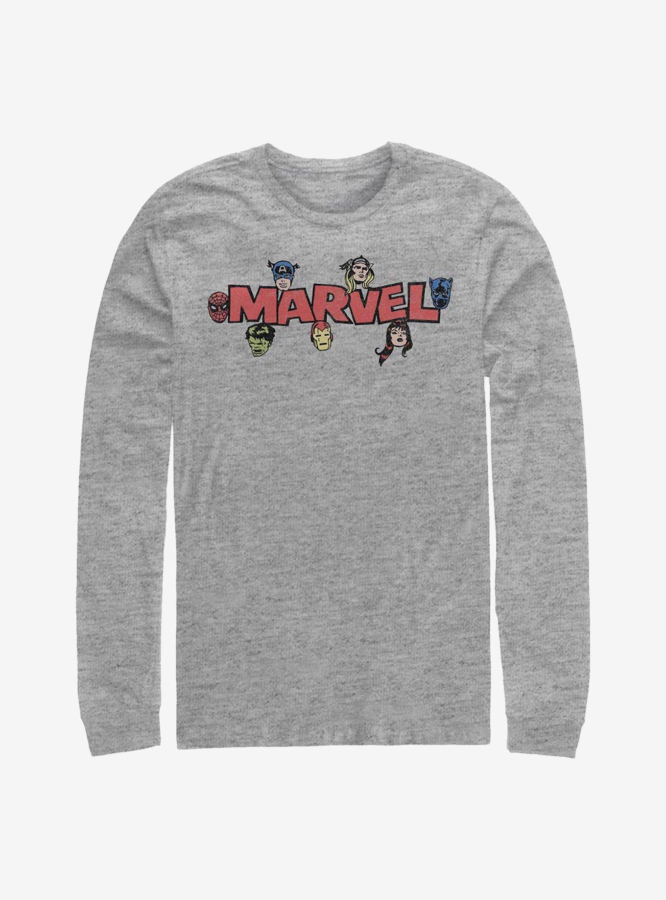 Marvel Vintage Logo Long-Sleeve T-Shirt, ATH HTR, hi-res