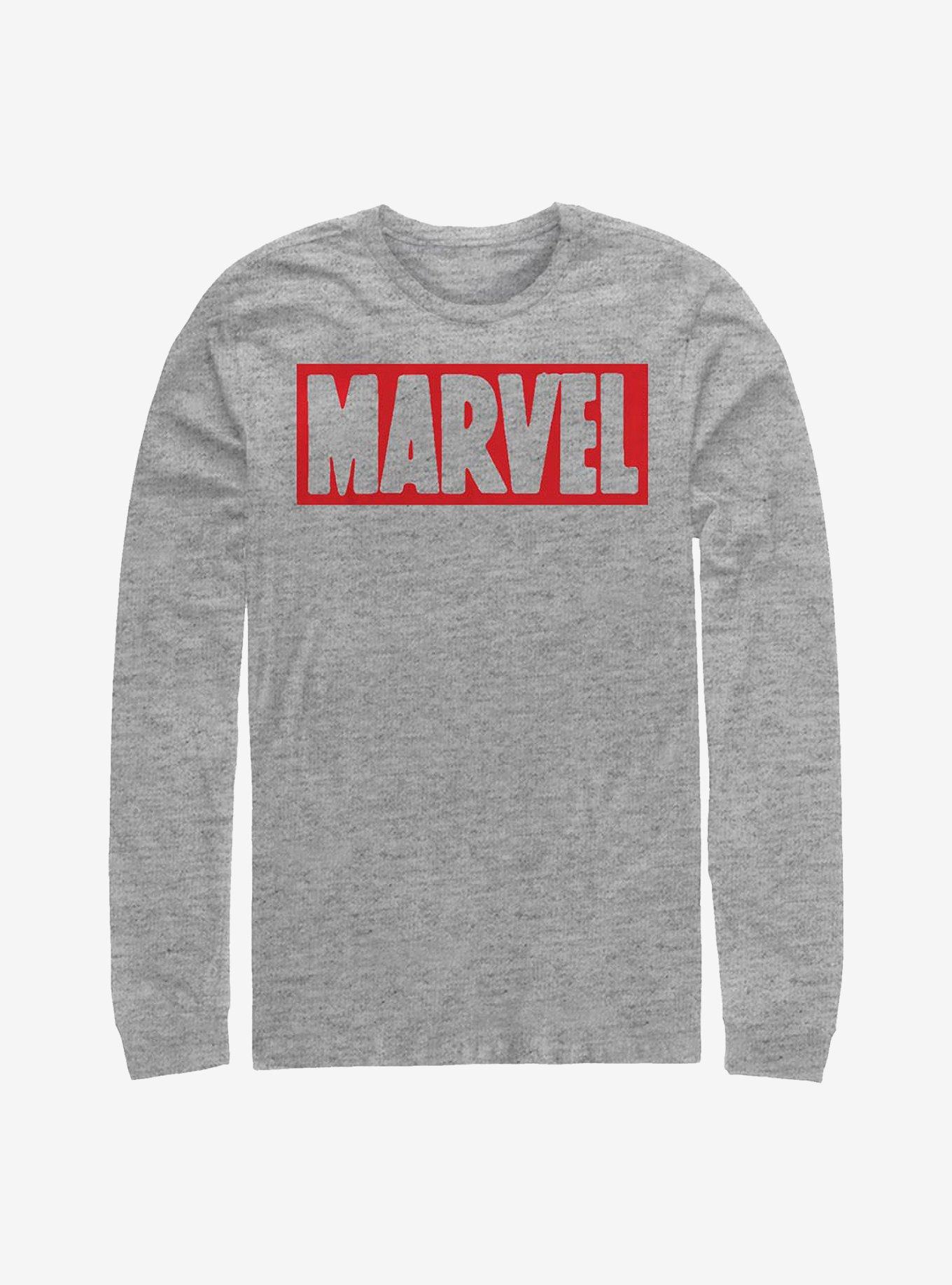 Marvel Brick Logo Simple Long-Sleeve T-Shirt, ATH HTR, hi-res