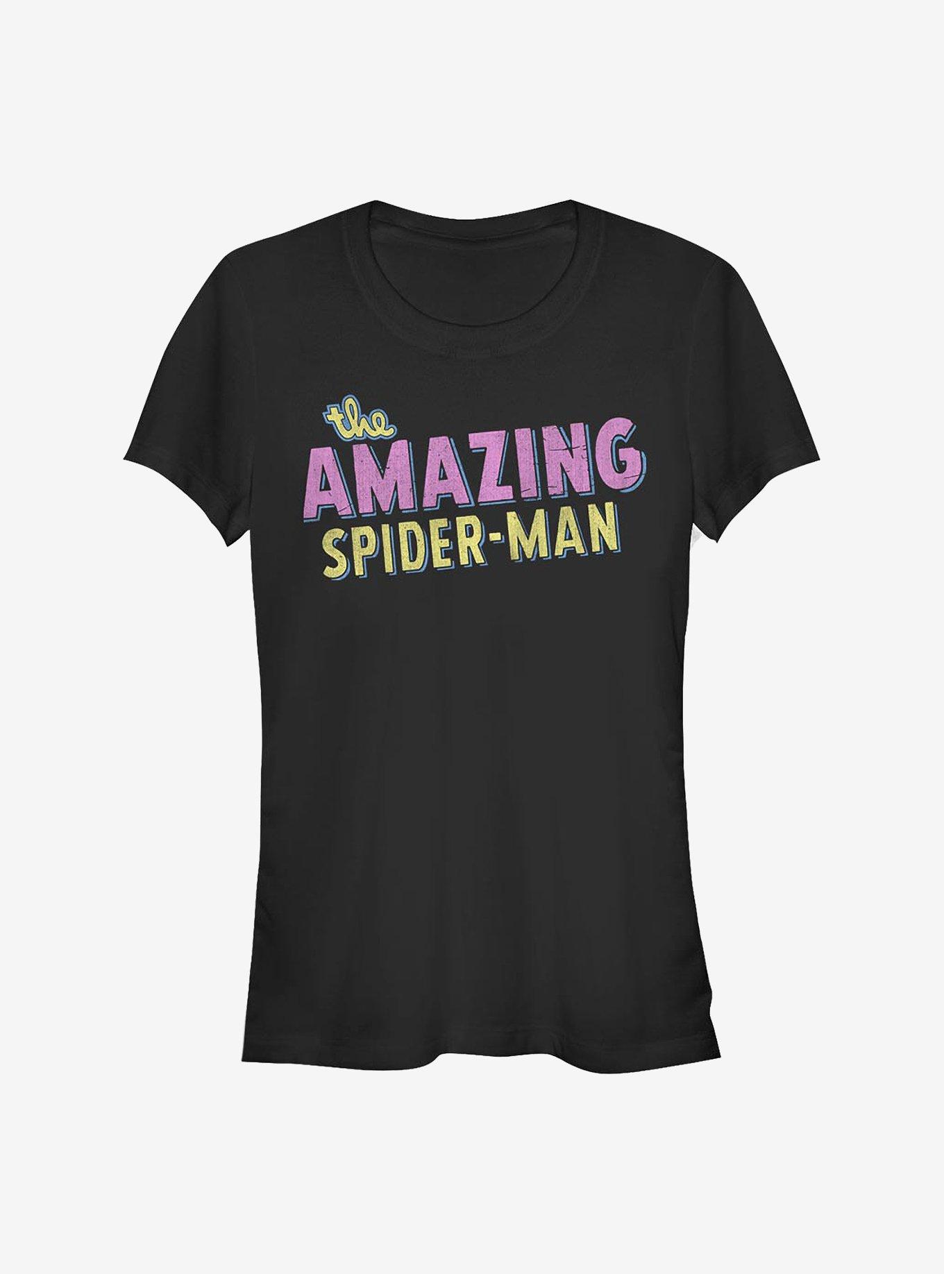 Marvel Spider-Man Amazing Retro Logo Girls T-Shirt, BLACK, hi-res