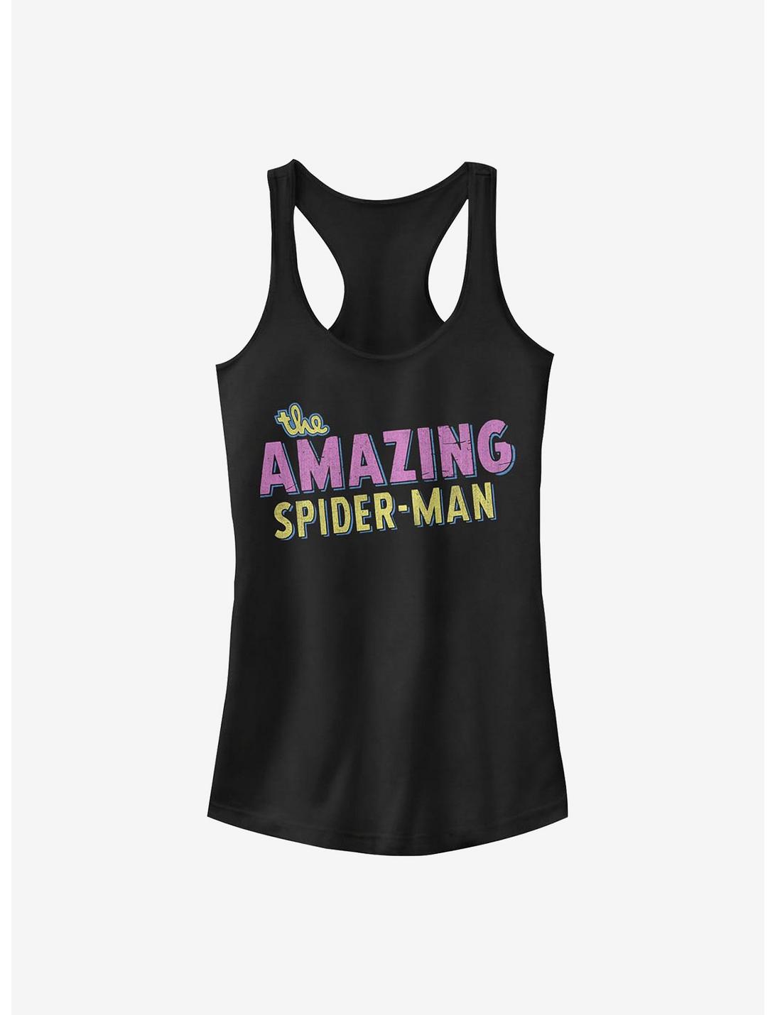 Marvel Spider-Man Amazing Retro Logo Girls Tank, BLACK, hi-res