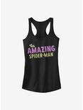 Marvel Spider-Man Amazing Retro Logo Girls Tank, BLACK, hi-res