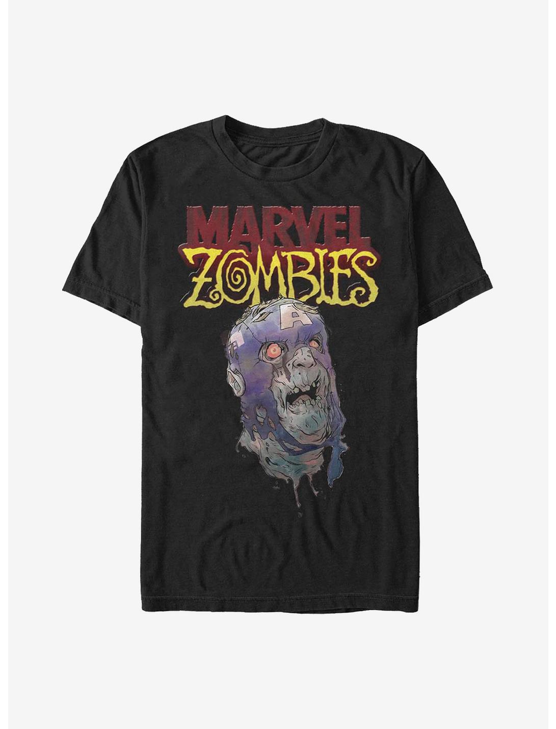 Marvel Zombies Head Of Captain America T-Shirt, BLACK, hi-res