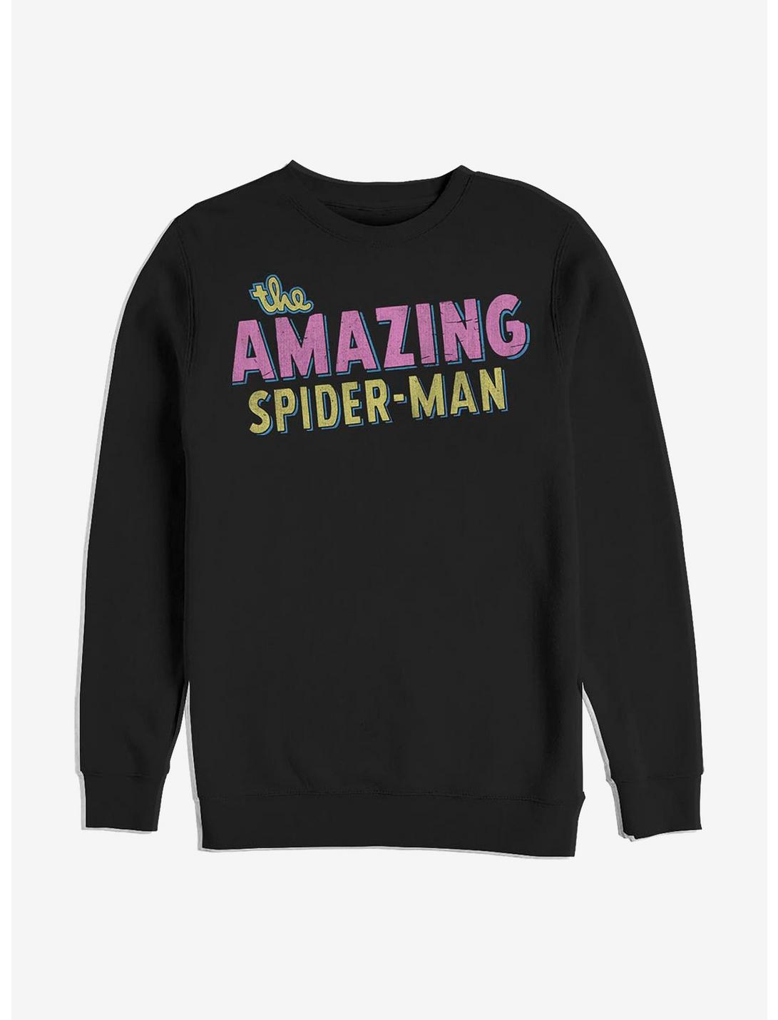 Marvel Spider-Man Amazing Retro Logo Sweatshirt, BLACK, hi-res