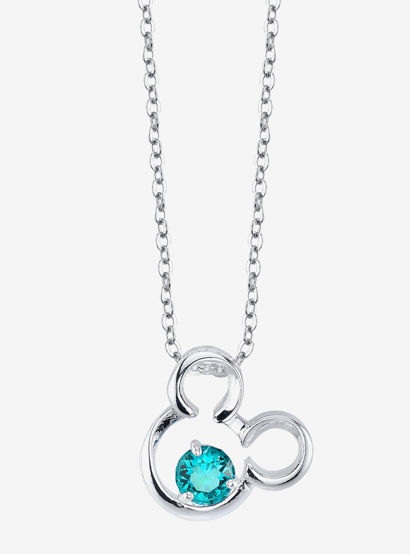 Disney Mickey Mouse Blue Stone Pendant Necklace, , hi-res