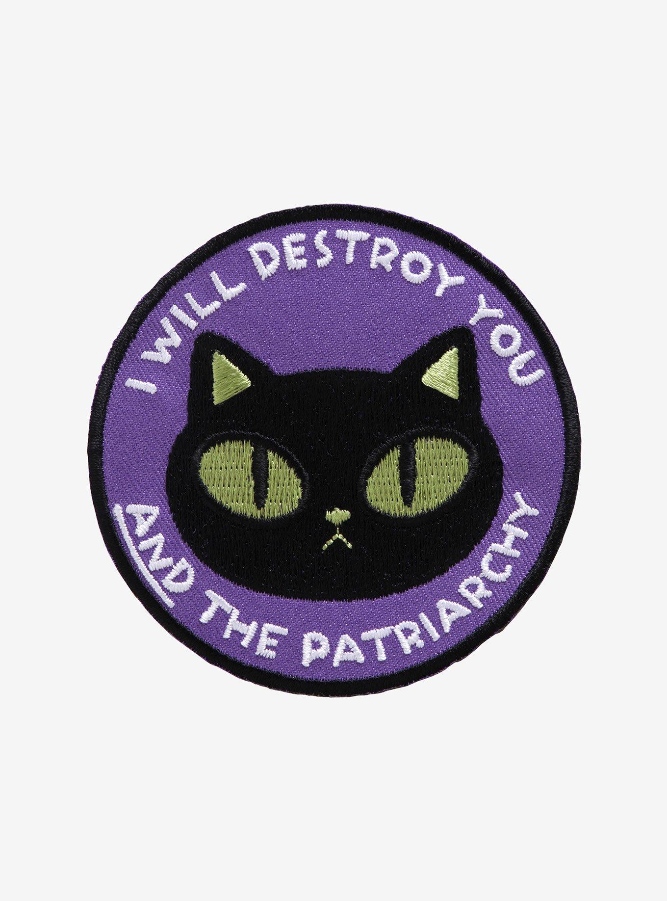 I Will Destroy You And The Patriarchy Cat Patch, , hi-res
