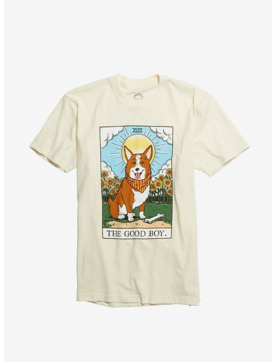 Corgi Good Boy Tarot Card T-Shirt, WHITE, hi-res
