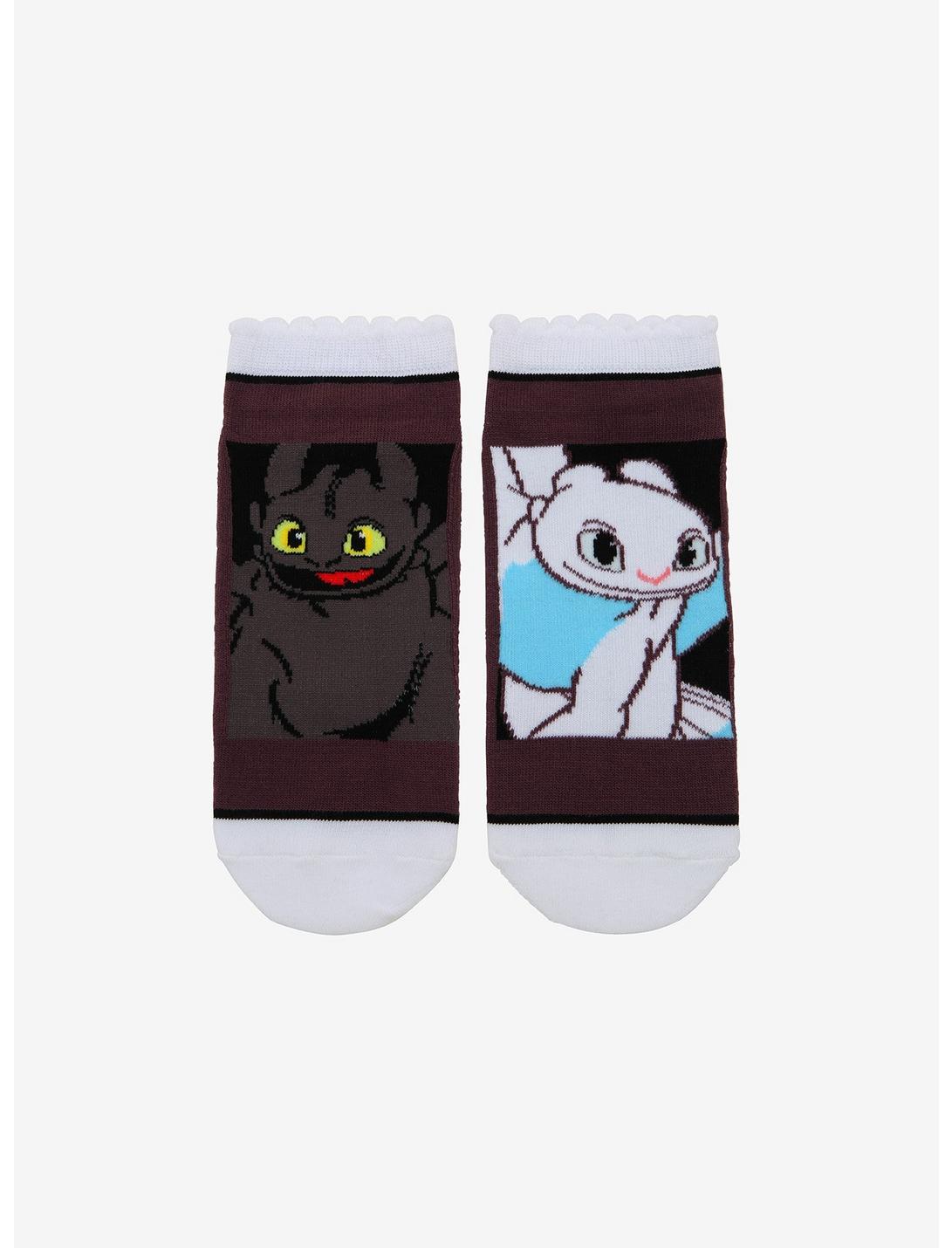 How To Train Your Dragon: The Hidden World Toothless & Light Fury Scallop Edge No-Show Socks, , hi-res