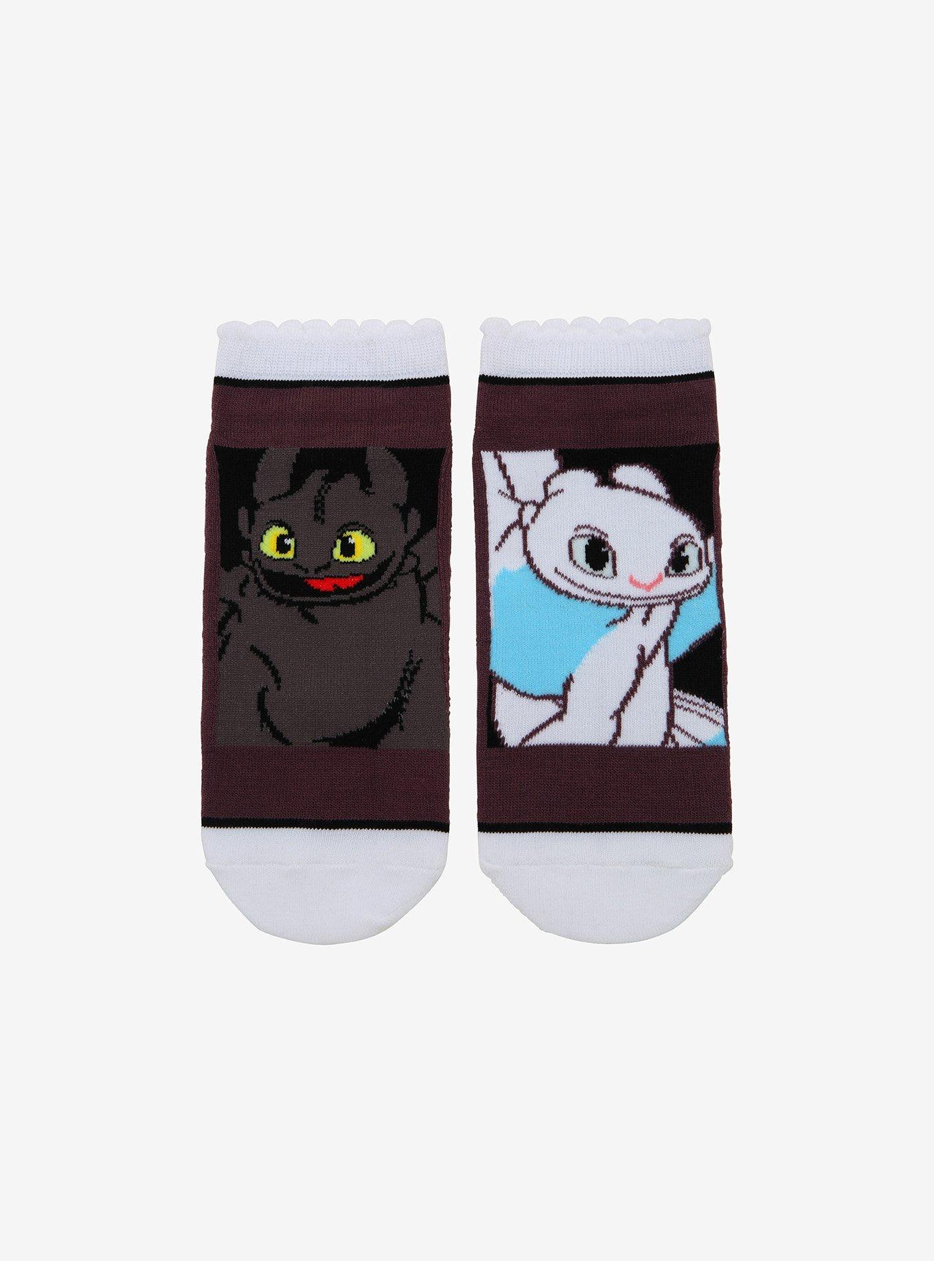 How To Train Your Dragon: The Hidden World Toothless & Light Fury Scallop Edge No-Show Socks, , hi-res