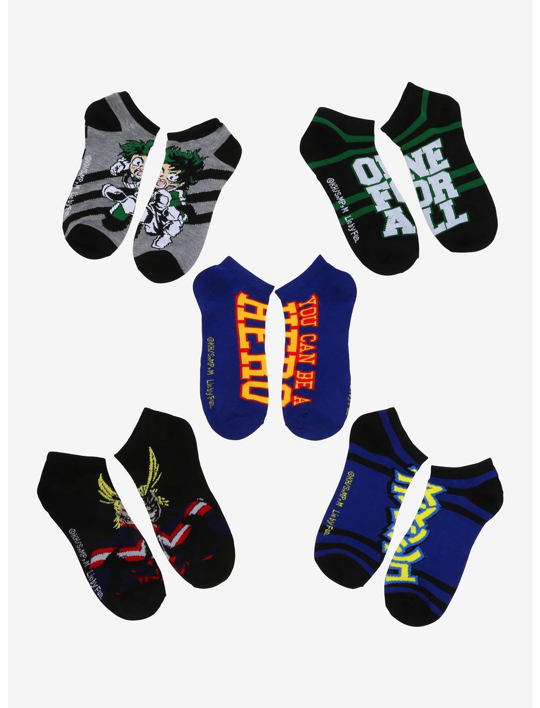 My Hero Academia All Might & Deku No-Show Socks 5 Pair, , hi-res