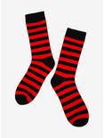 Black & Red Stripe Crew Socks, , hi-res