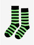 Black & Green Stripe Crew Socks, , hi-res