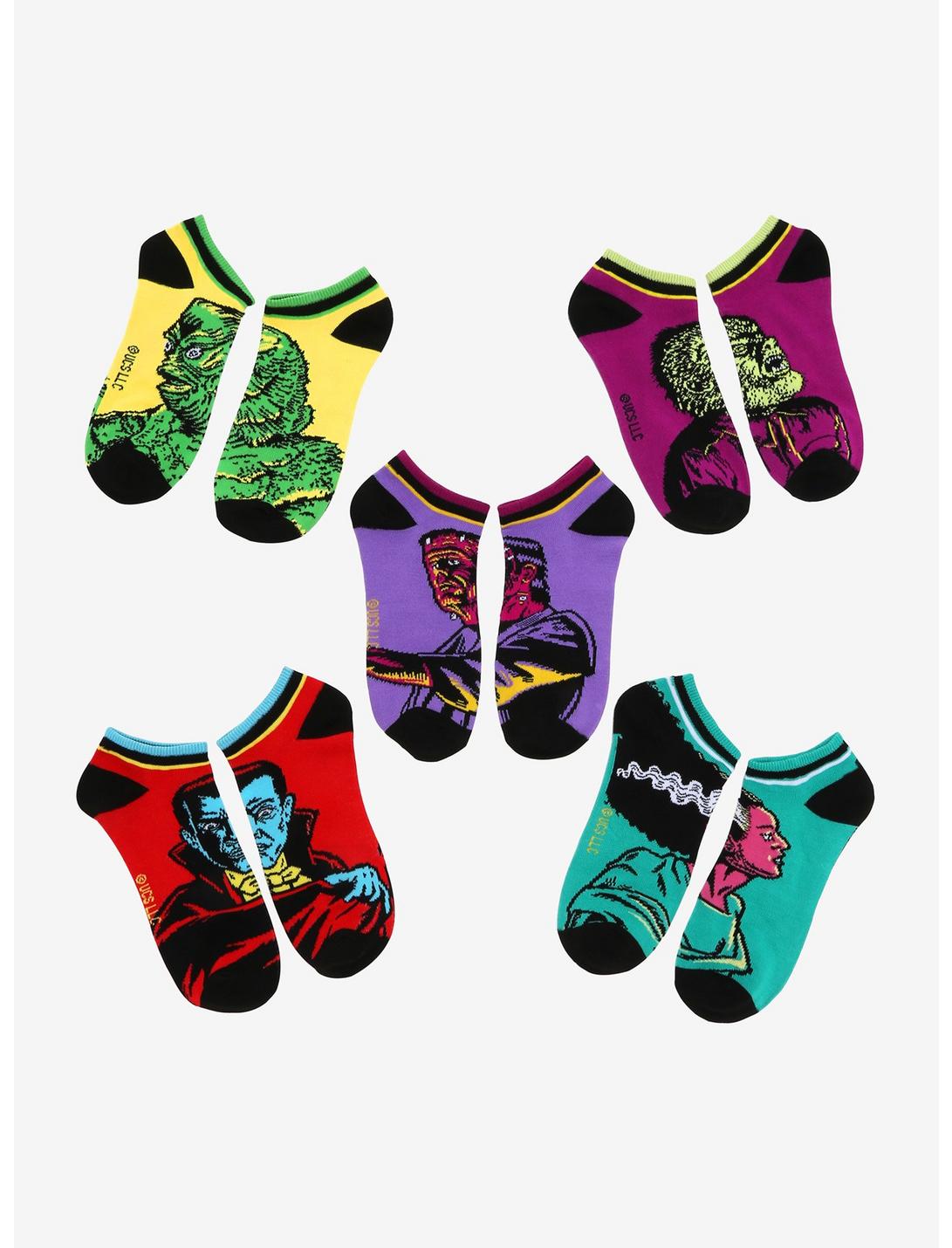 Universal Monsters Pop Art No-Show Socks 5 Pair, , hi-res