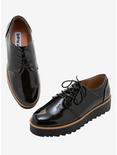 Black Patent Platform Oxford Shoes, BLACK, hi-res