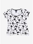 Cream & Black Skulls & Roses Girls T-Shirt Plus Size, CREAM, hi-res
