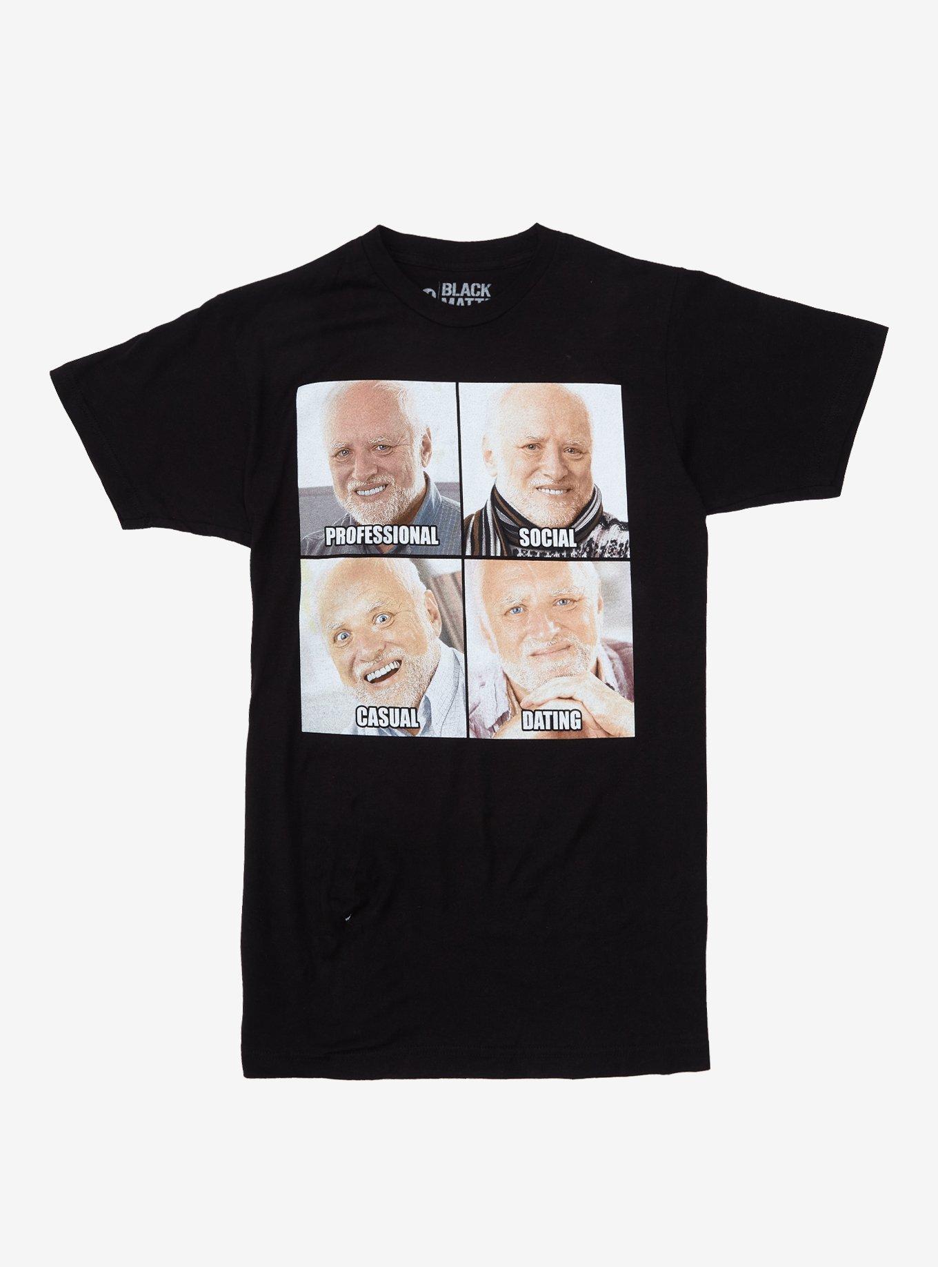 Hide The Pain Harold Meme T-Shirt, BLACK, hi-res