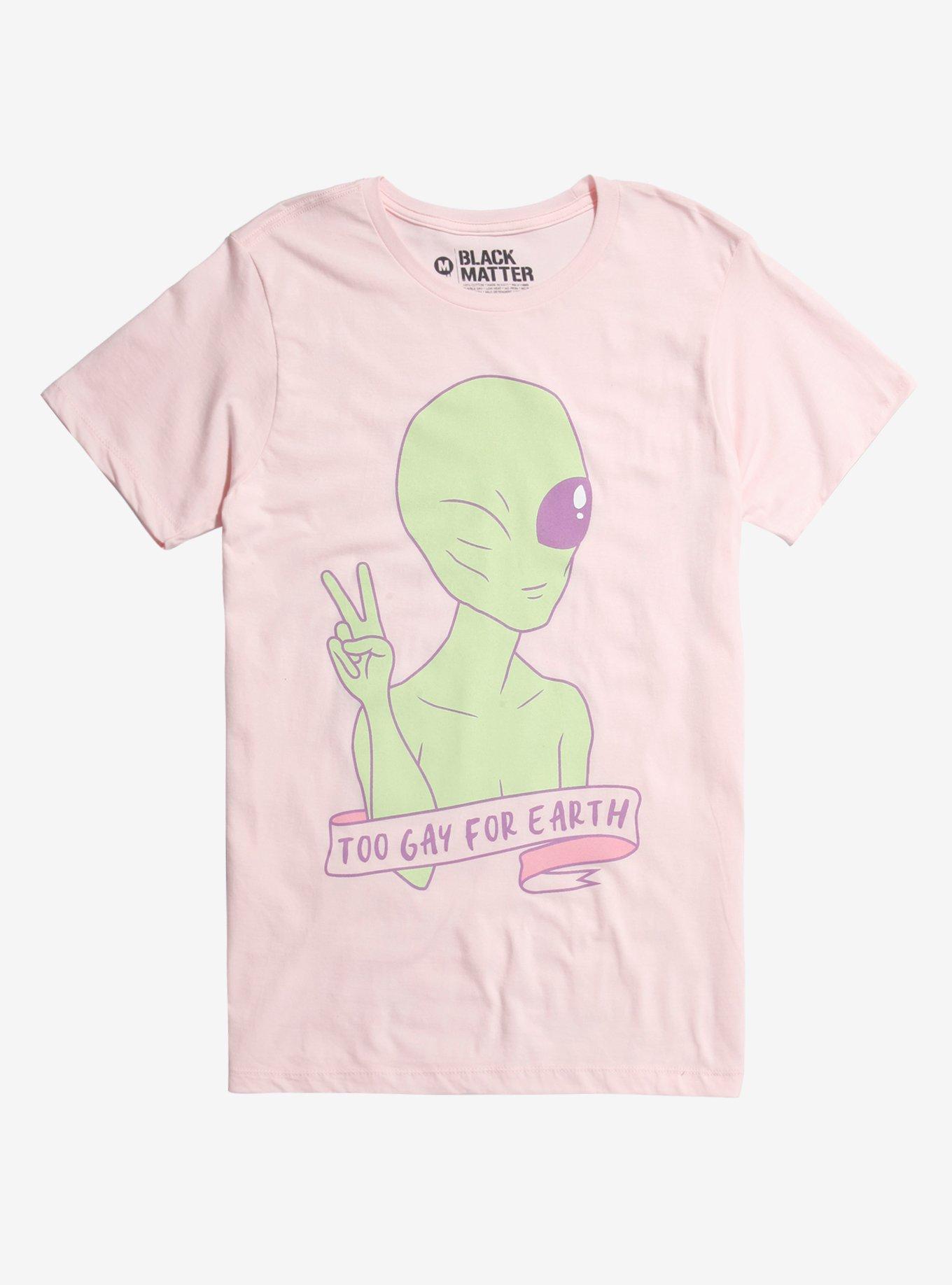 Alien Too Gay For Earth Pastel T-Shirt, PINK, hi-res