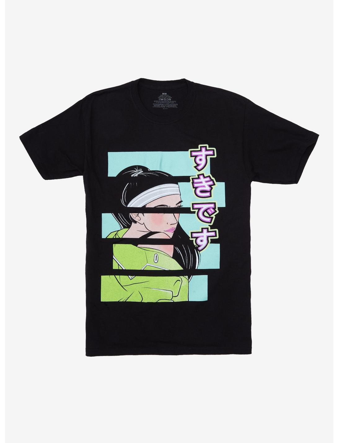 Anime Girl Panel T-Shirt, BLACK, hi-res
