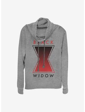 Marvel Black Widow Haftone Symbol Cowlneck Long-Sleeve Girls Top, GRAY HTR, hi-res