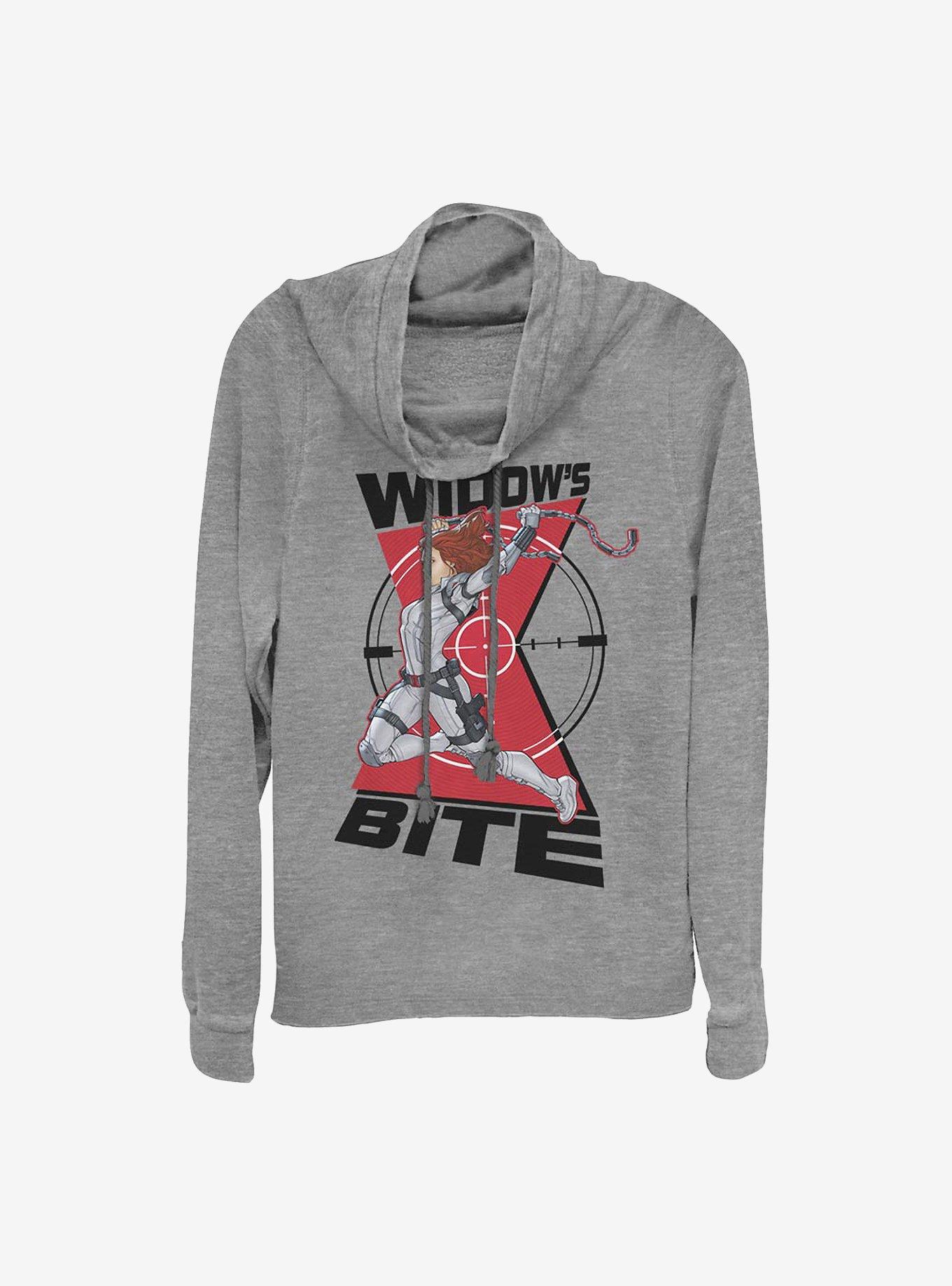 Marvel Black Widow Widow Bite Cowlneck Long-Sleeve Girls Top, GRAY HTR, hi-res