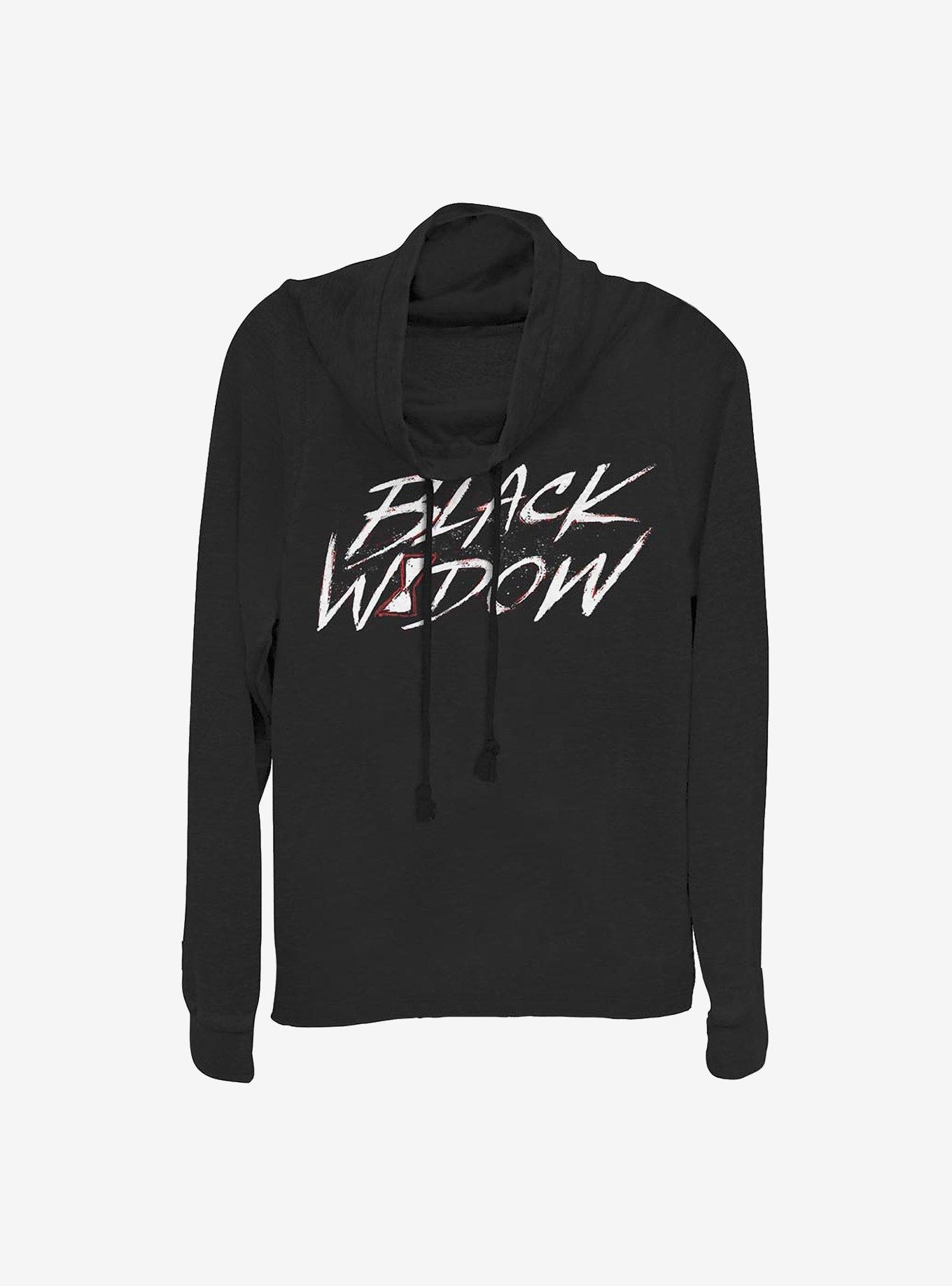 Marvel Black Widow Widow Paint Cowlneck Long-Sleeve Girls Top, BLACK, hi-res