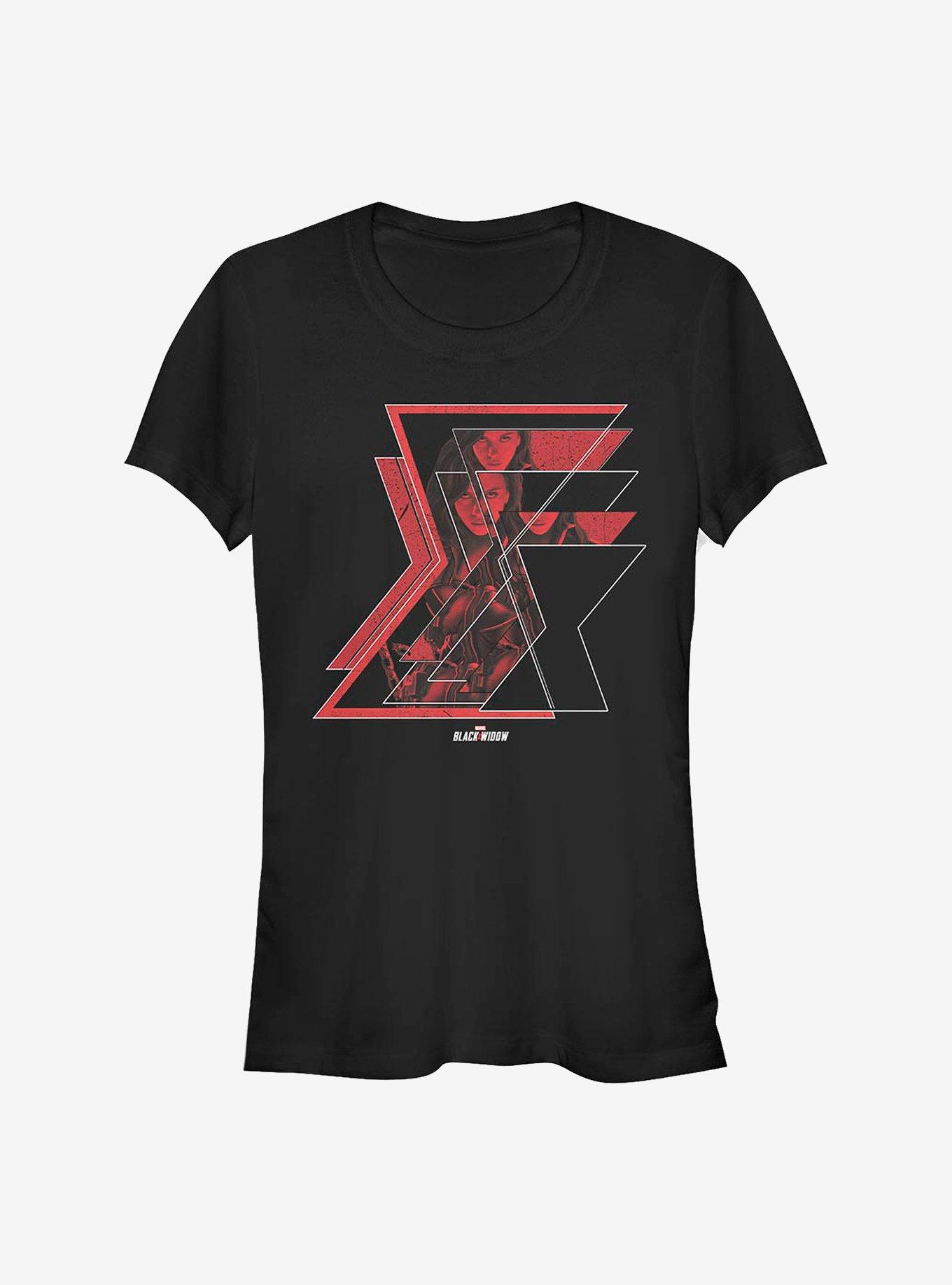 Marvel Black Widow Multiple Logos Girls T-Shirt, BLACK, hi-res