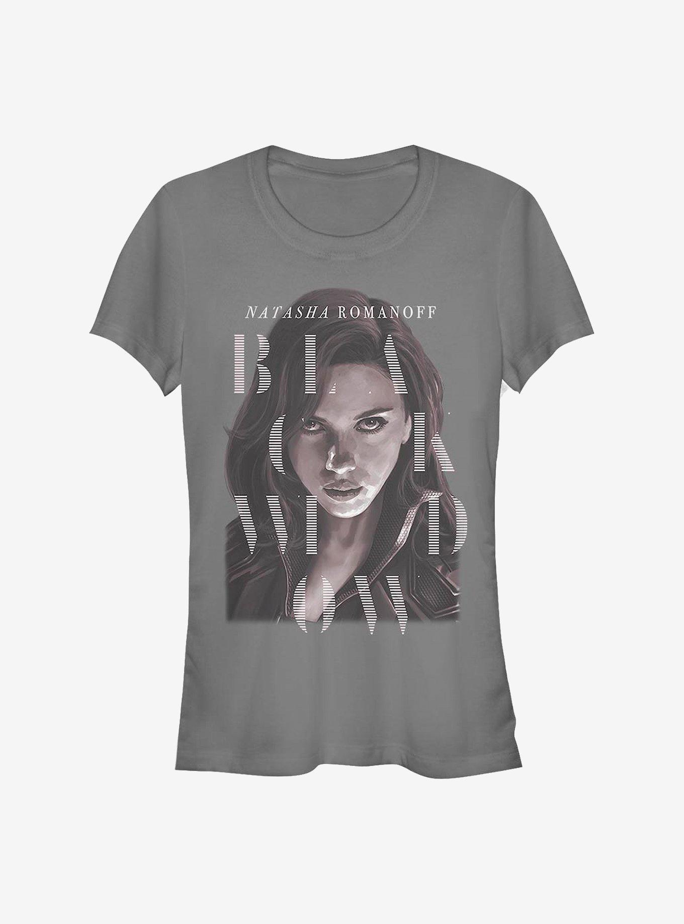 Marvel Black Widow Style Portrait Girls T-Shirt, CHARCOAL, hi-res