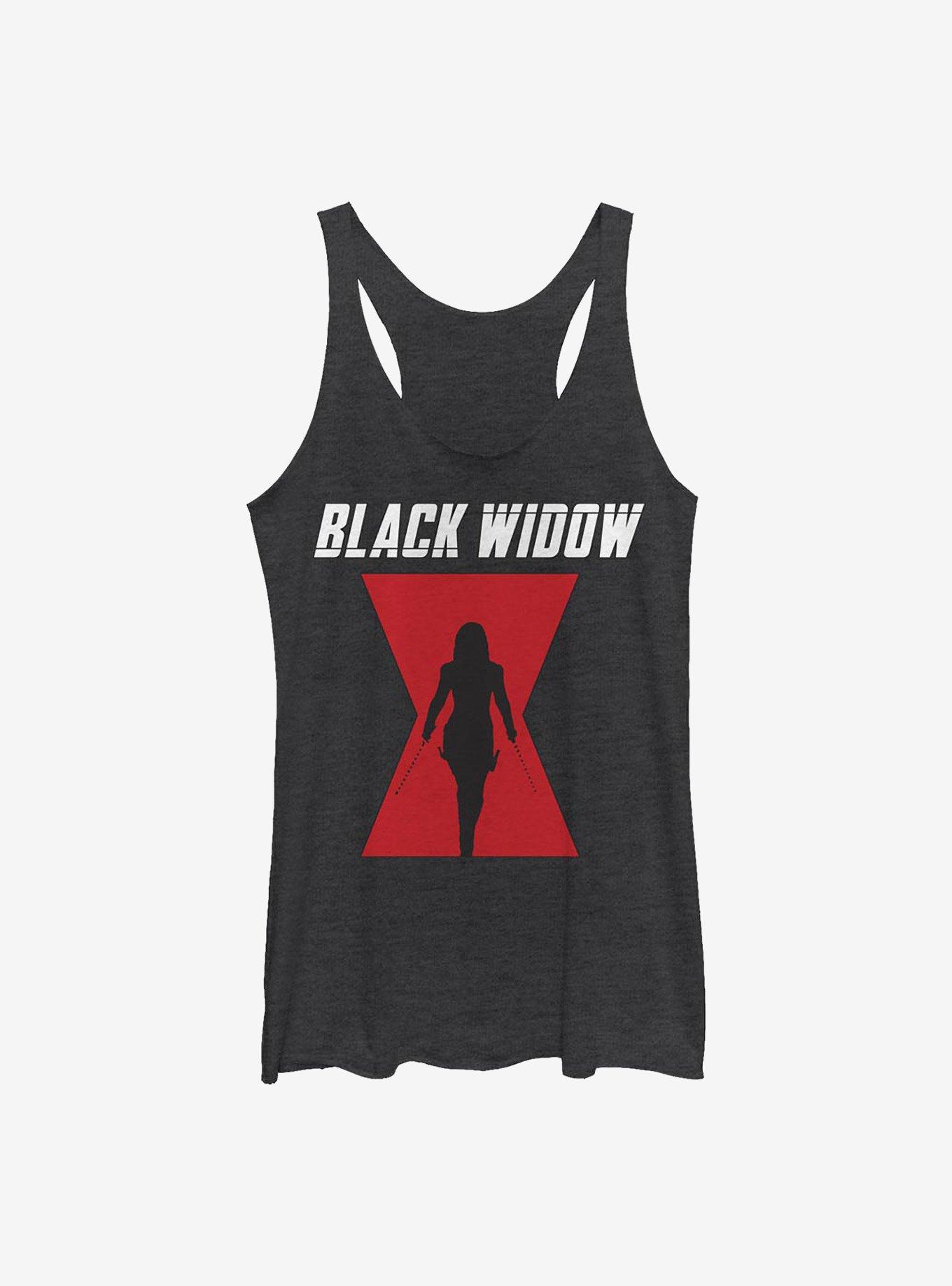 Marvel Black Widow Logo Girls Tank, BLK HTR, hi-res