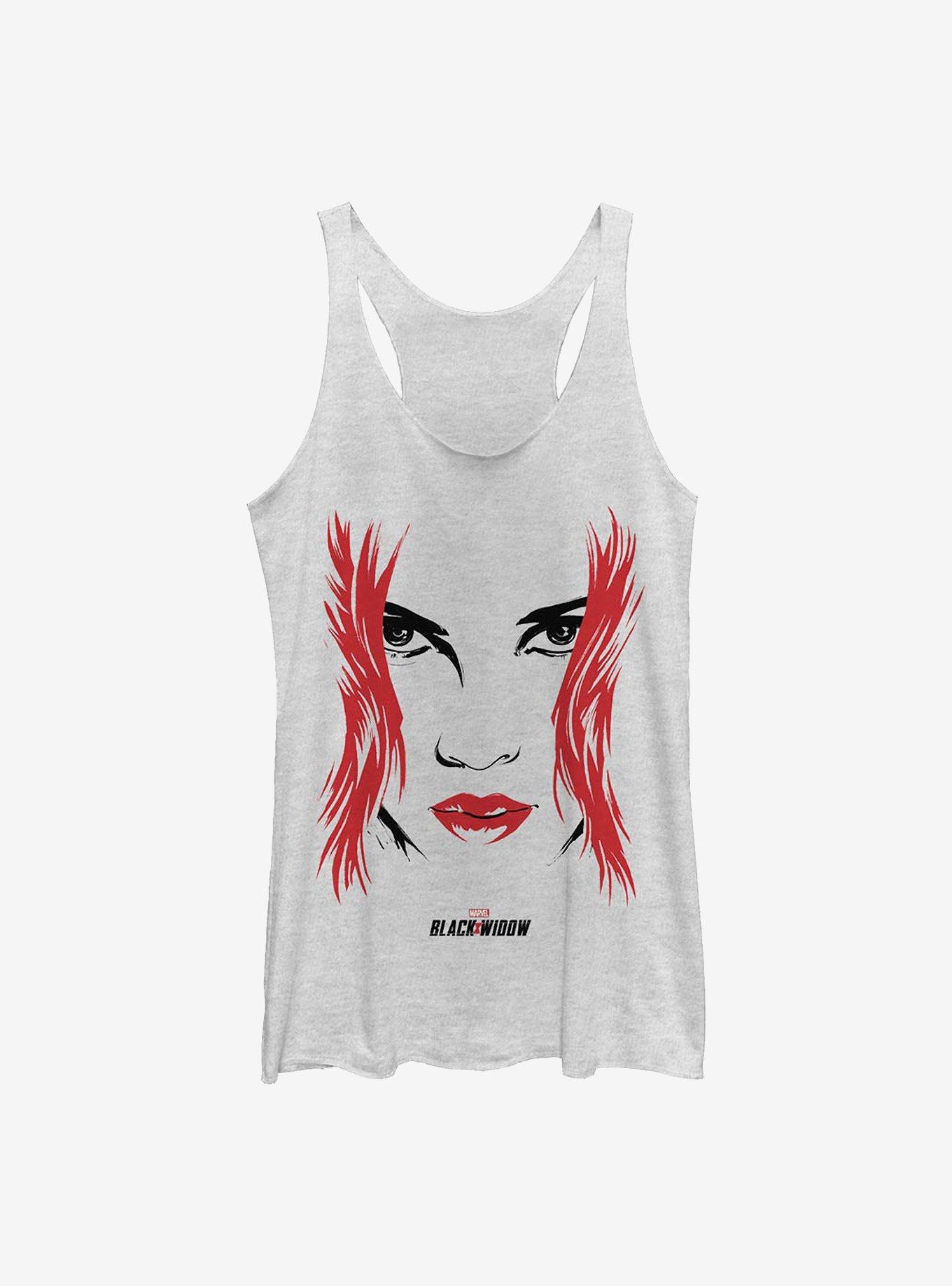 Marvel Black Widow Widow Face Girls Tank, WHITE HTR, hi-res