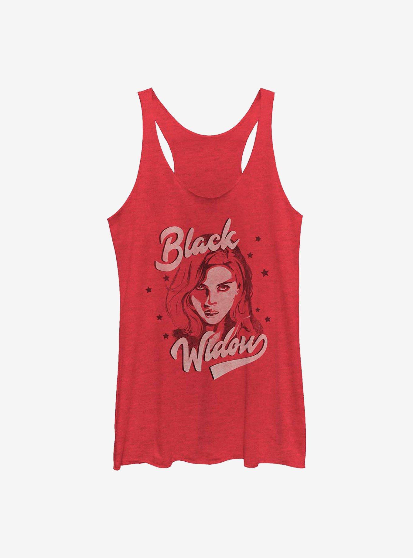 Marvel Black Widow Sketch Portrait Girls Tank, RED HTR, hi-res