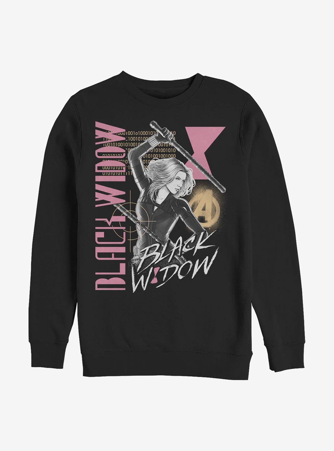 Marvel Black Widow Retro Crew Sweater, BLACK, hi-res