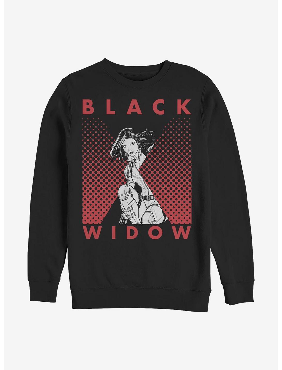 Marvel Black Widow Halftone Black Widow Crew Sweater, BLACK, hi-res