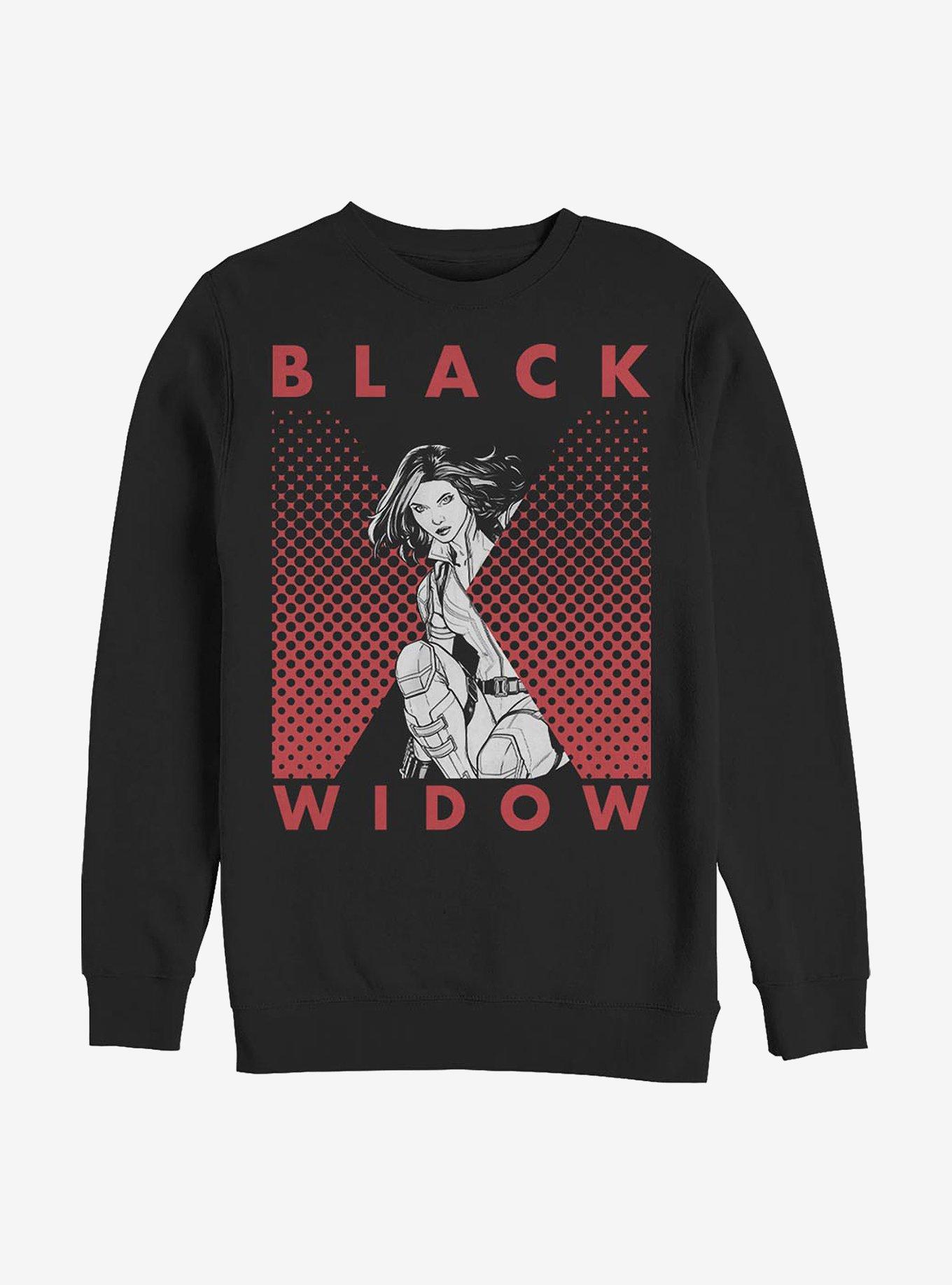 Marvel Black Widow Halftone Black Widow Crew Sweater, BLACK, hi-res