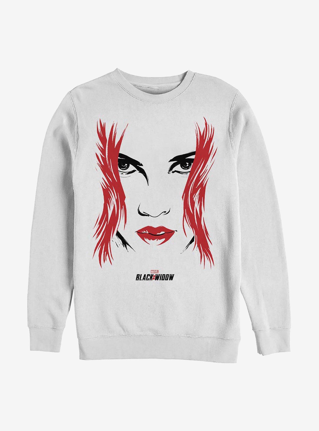 Marvel Black Widow Widow Face Crew Sweatshirt, WHITE, hi-res