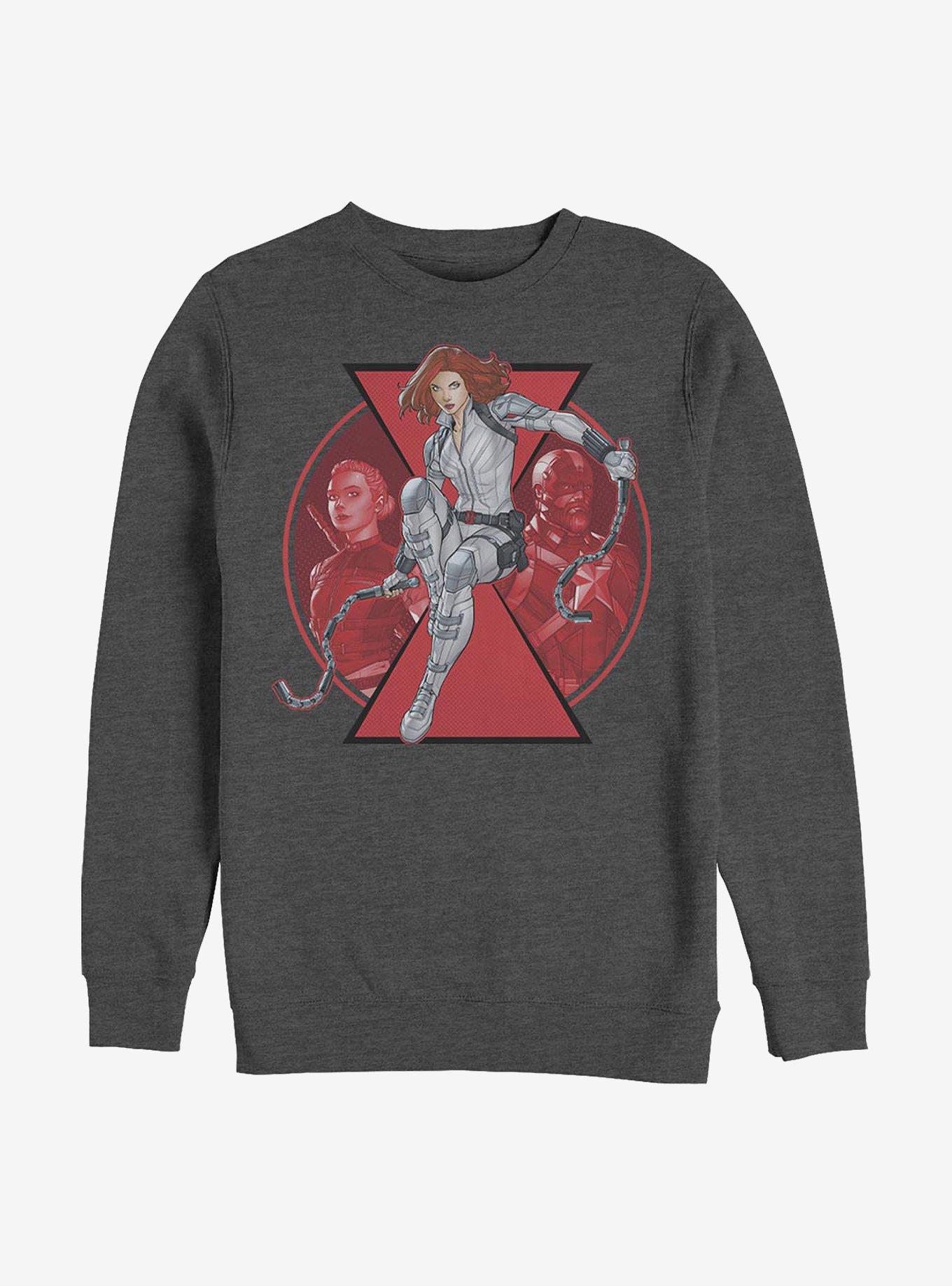 Marvel Black Widow Widow Team Crew Sweatshirt, CHAR HTR, hi-res