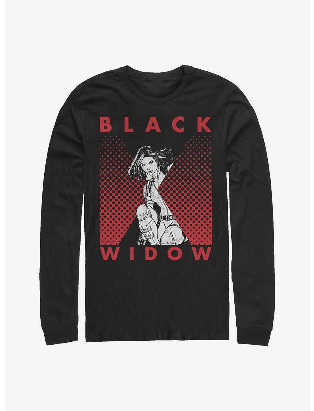 Marvel Black Widow Halftone Black Widow Long-Sleeve T-Shirt, BLACK, hi-res