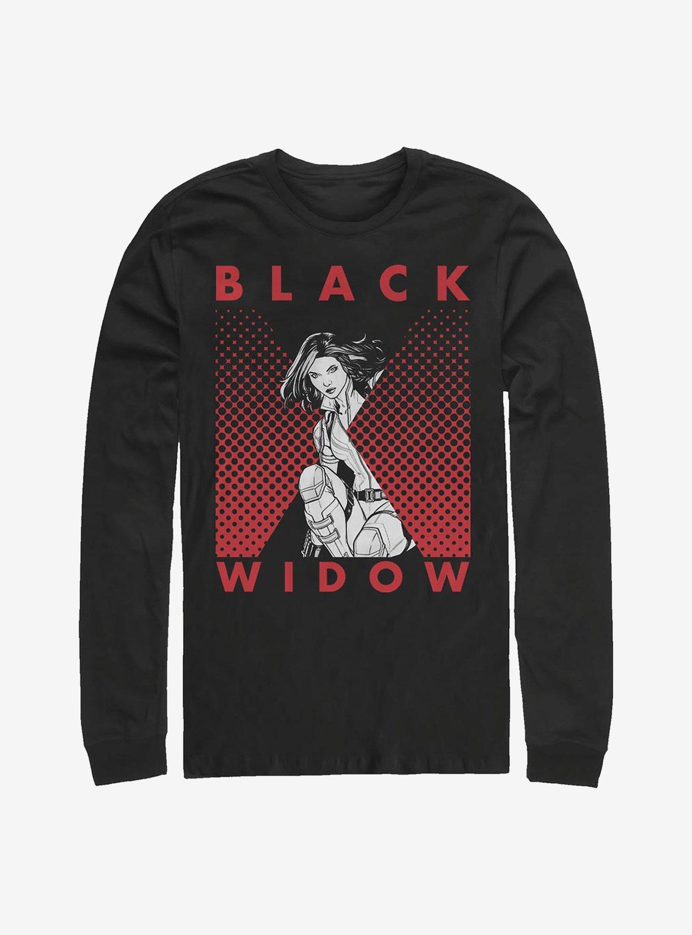 Marvel Black Widow Halftone Black Widow Long-Sleeve T-Shirt, BLACK, hi-res